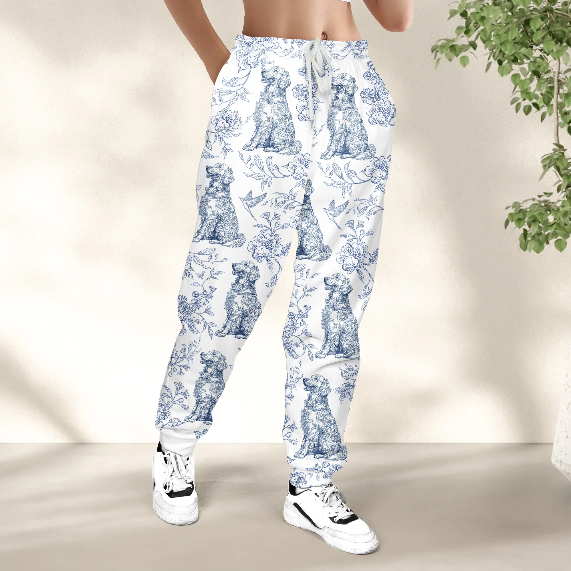 Dog Custom Breeds Toile De Jouy Floral Pattern French Style - Personalized Sweatpants - Image 3