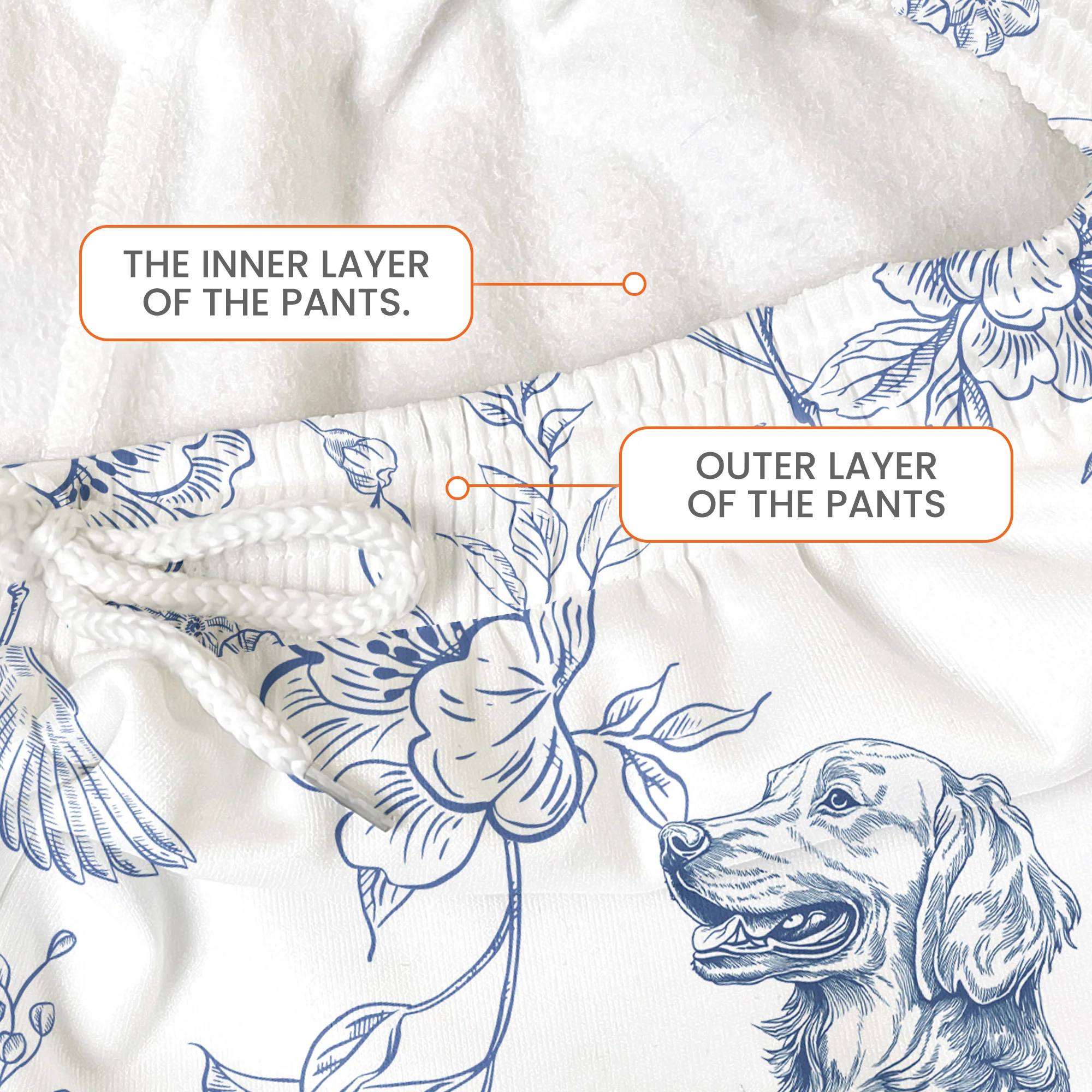 Dog Custom Breeds Toile De Jouy Floral Pattern French Style - Personalized Sweatpants - Image 4