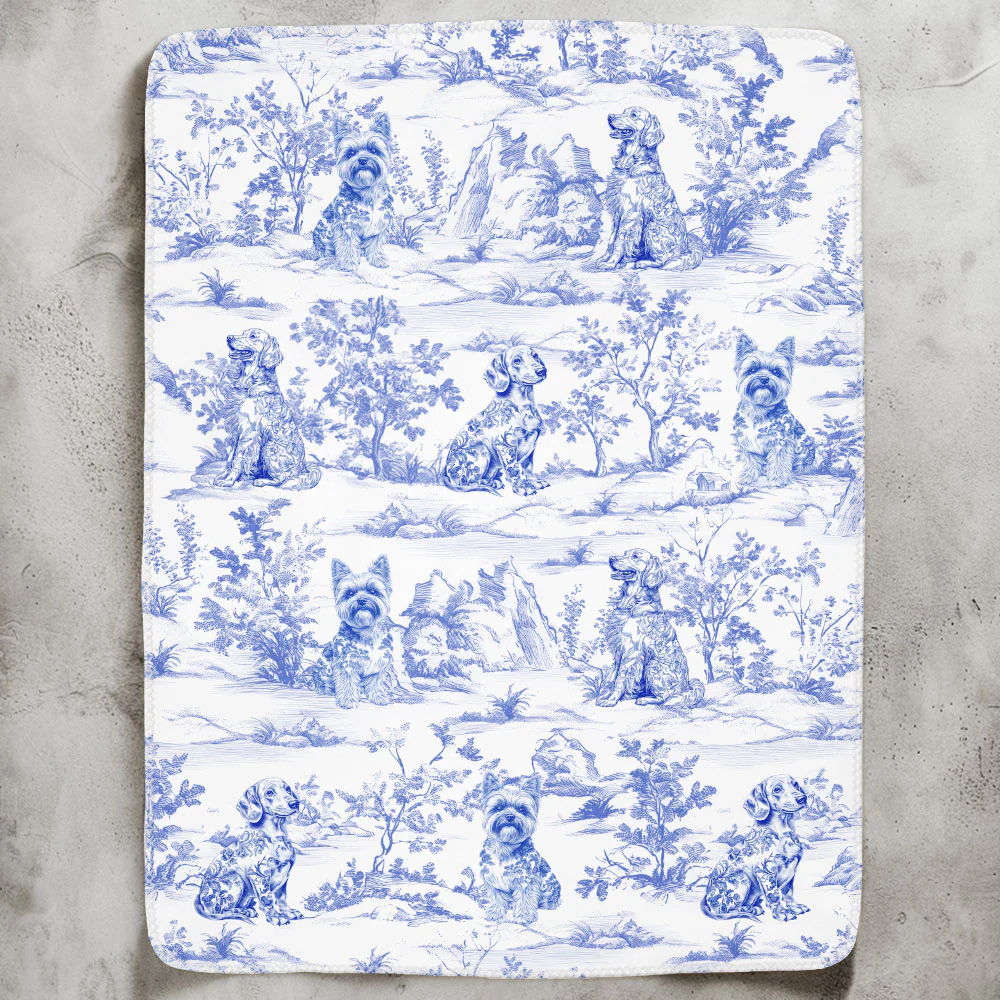 Dog Custom Breeds Toile De Jouy French Style - Personalized Blanket - Image 2