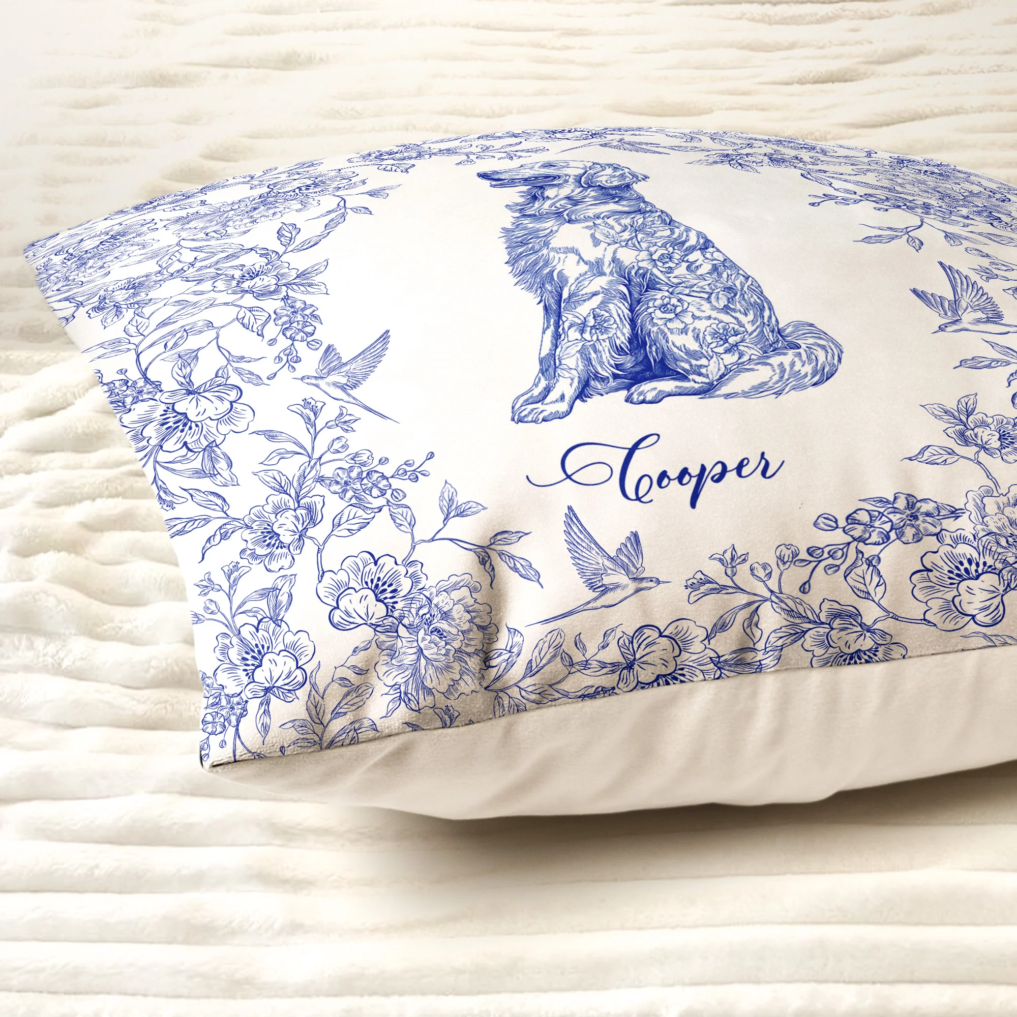 Dog Custom Toile De Jouy Chinoiserie Style - Personalized Pillow (Insert Included) - Image 3