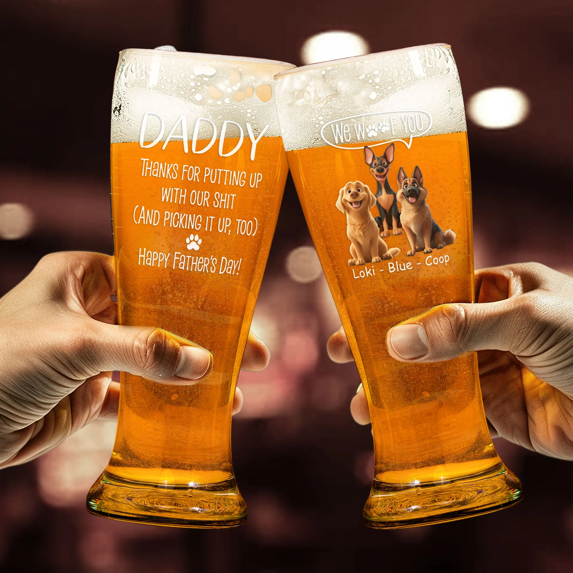 Dog Dad Thanks For Putting Up With My Sh!t - Personalized Pilsner Glass - Image 4