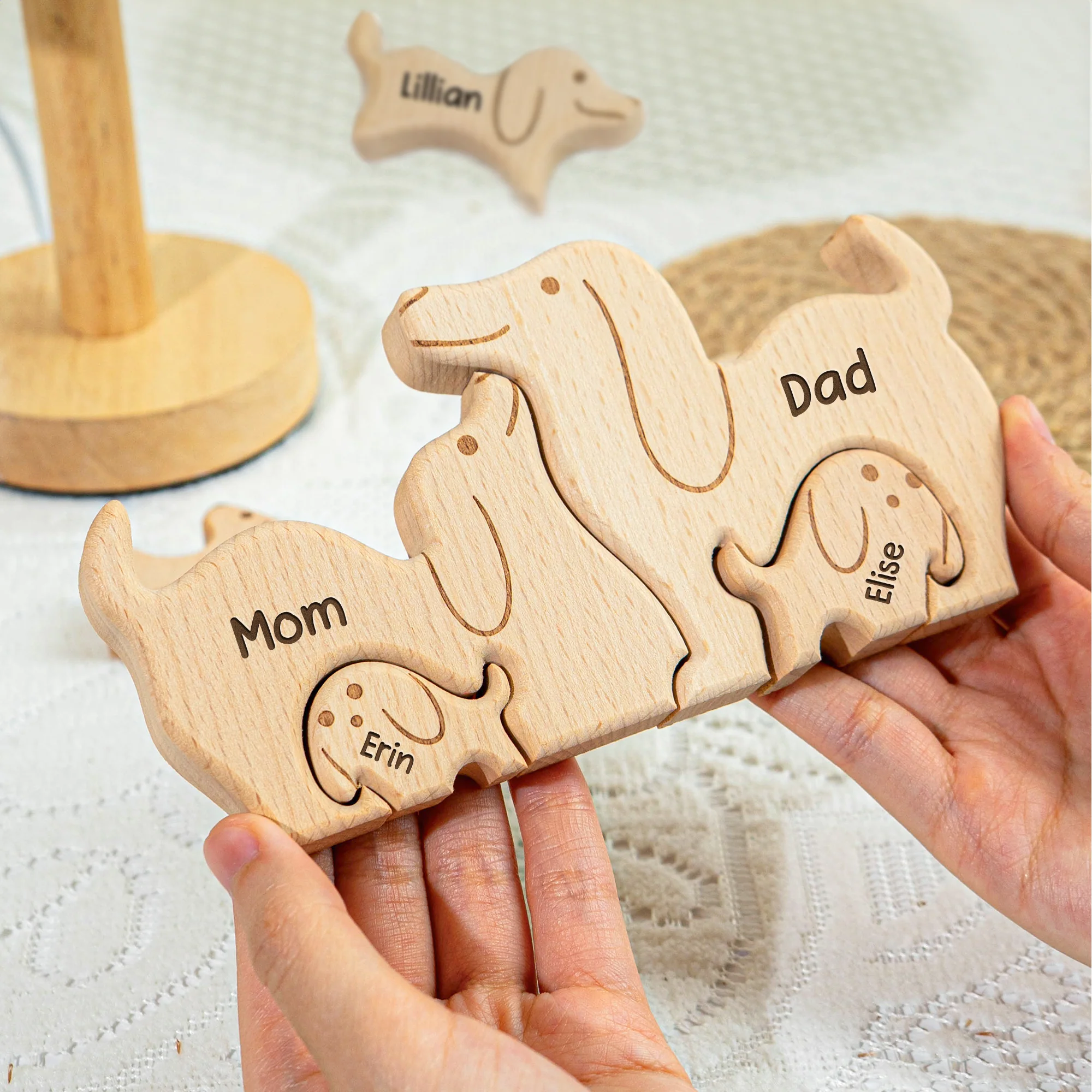 Dog Family - Personalized Wooden Dog Family Puzzle - Image 4