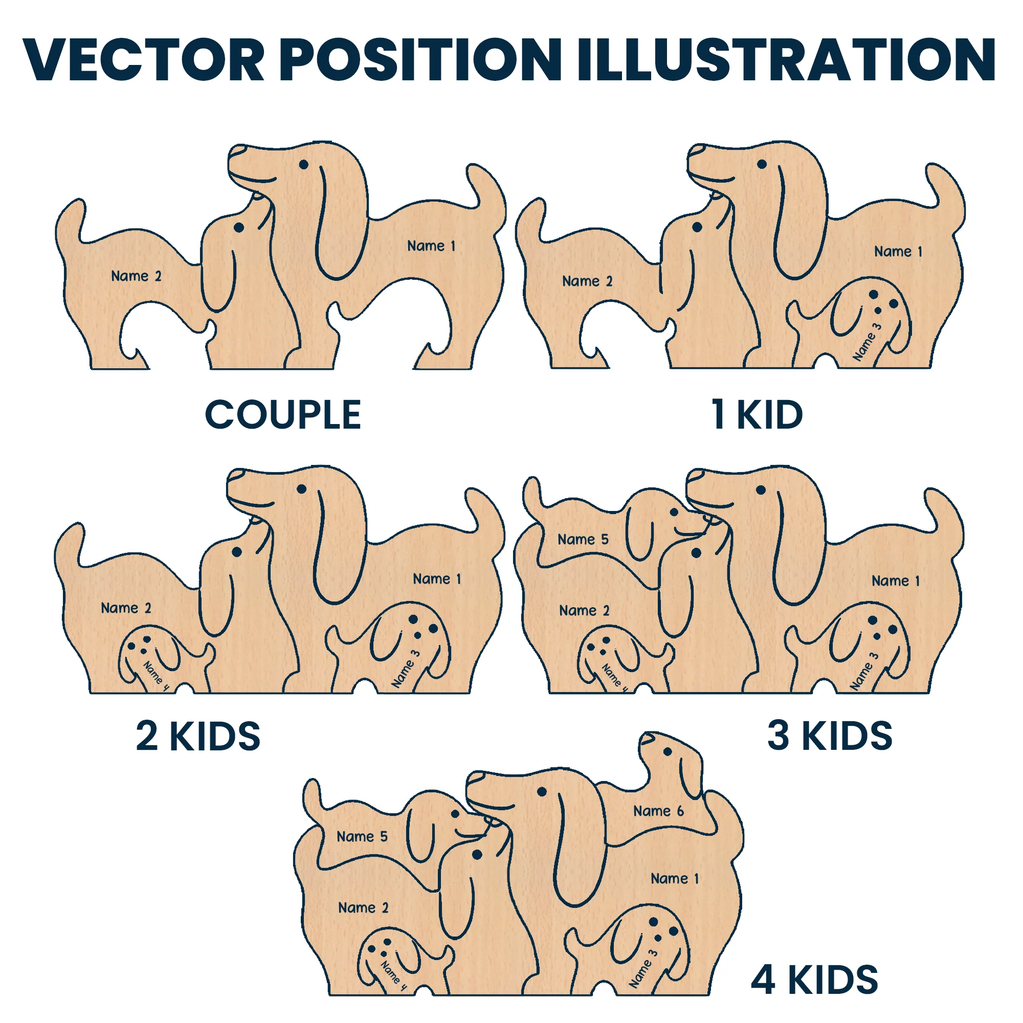 Dog Family - Personalized Wooden Dog Family Puzzle - Image 6