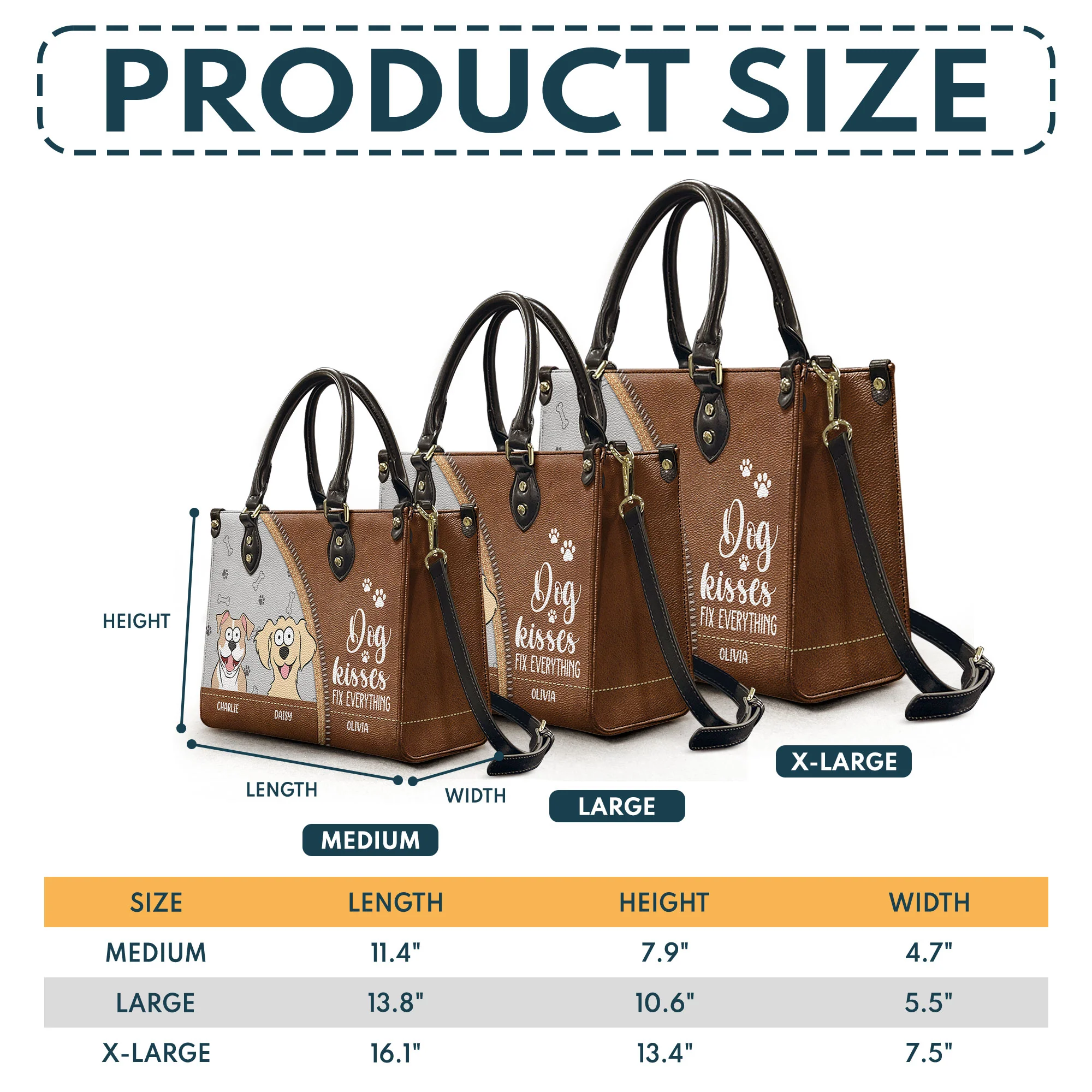Dog Kisses Fix Everything  - Personalized Leather Bag - Image 5