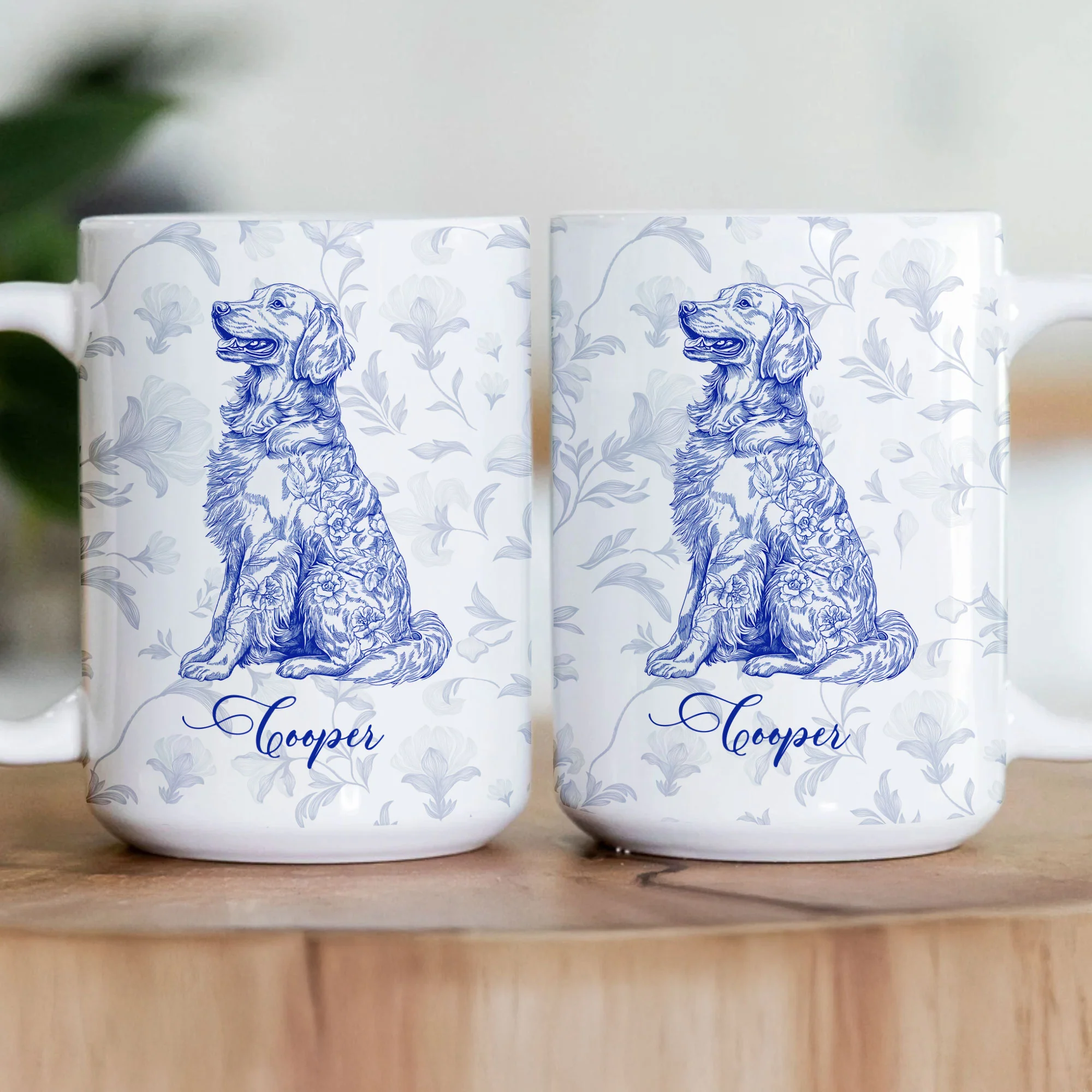 Dog Lover French Style Gift Toile De Jouy Chinoiseries - Personalized Mug - Image 3