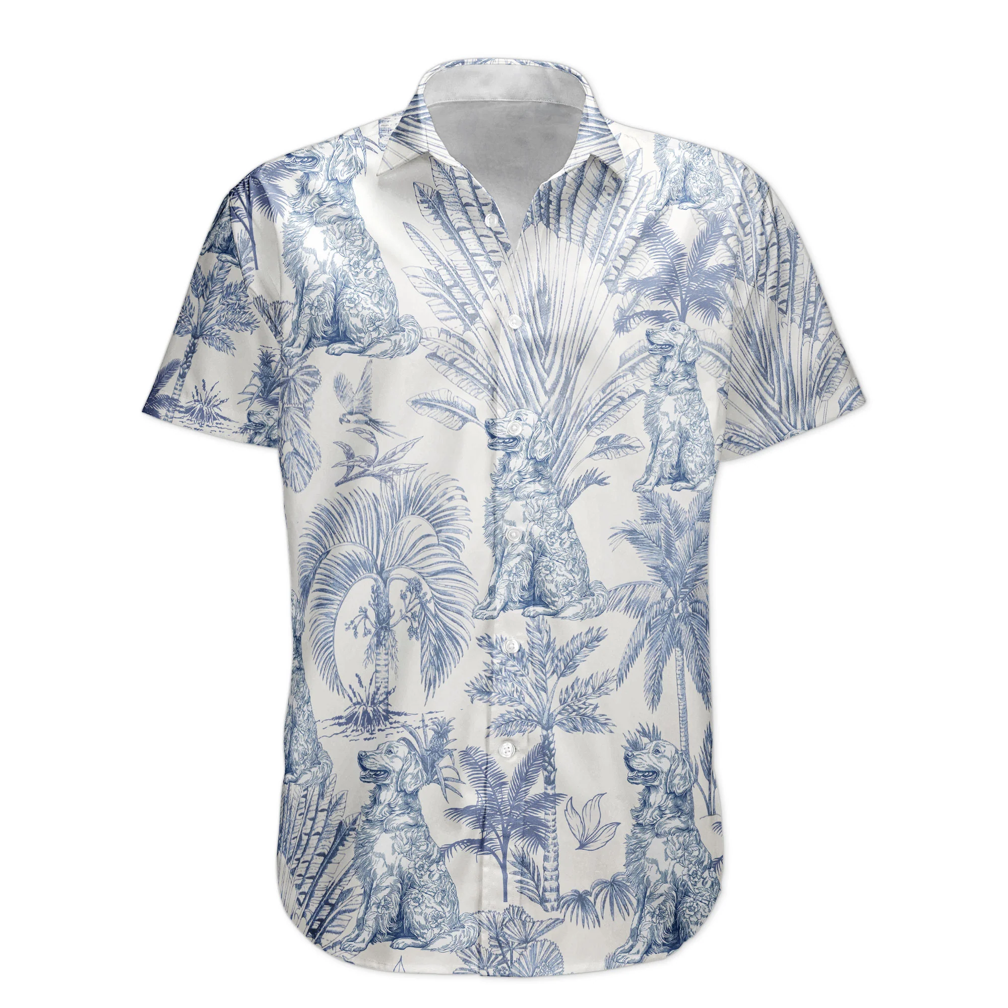 Dog Lovers Toile De Jouy Style Custom Dog Breeds - Personalized Hawaiian Shirt - Image 5