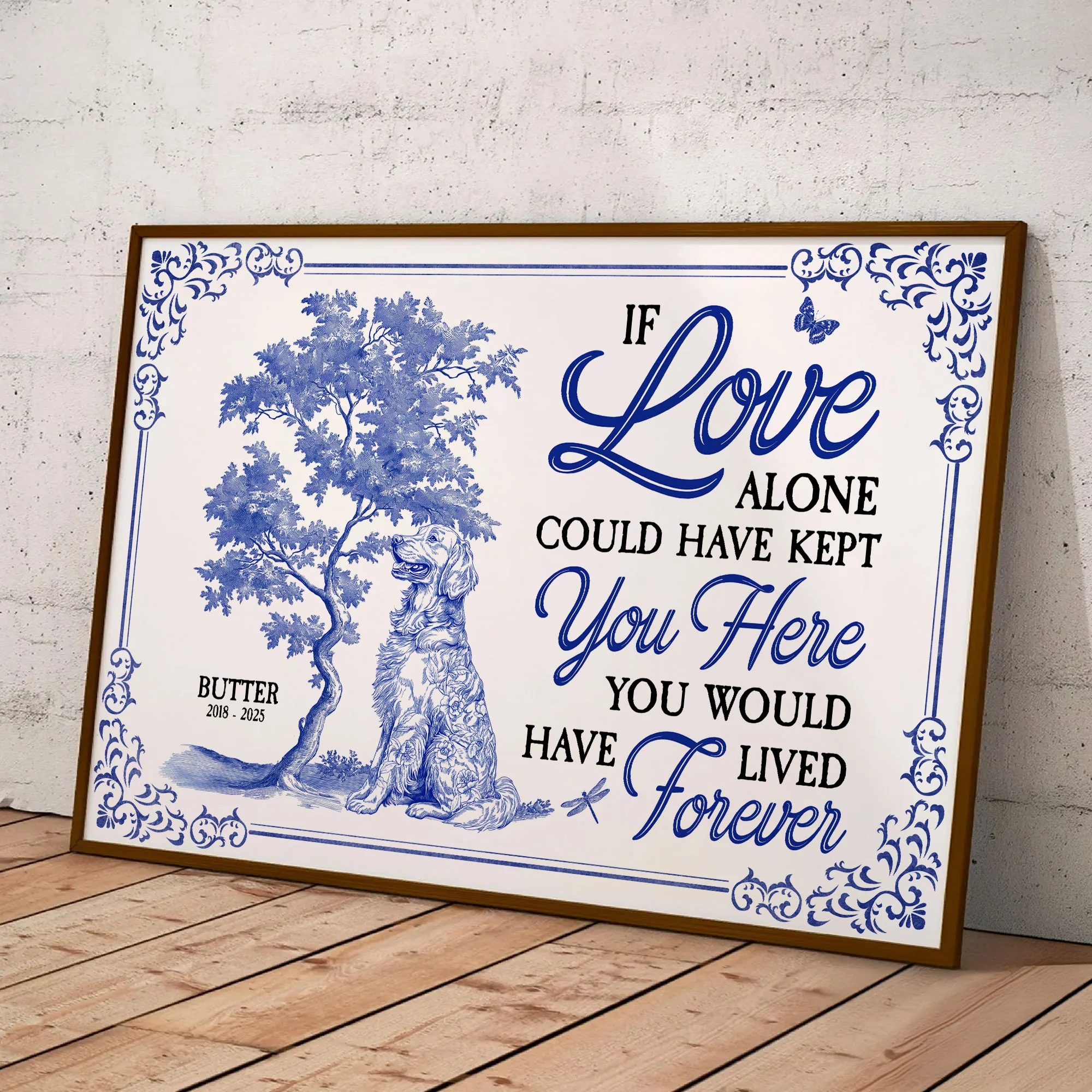 Dog Memorial Toile De Jouy If Love Alone Could Have Kept You - Personalized Poster - Image 2