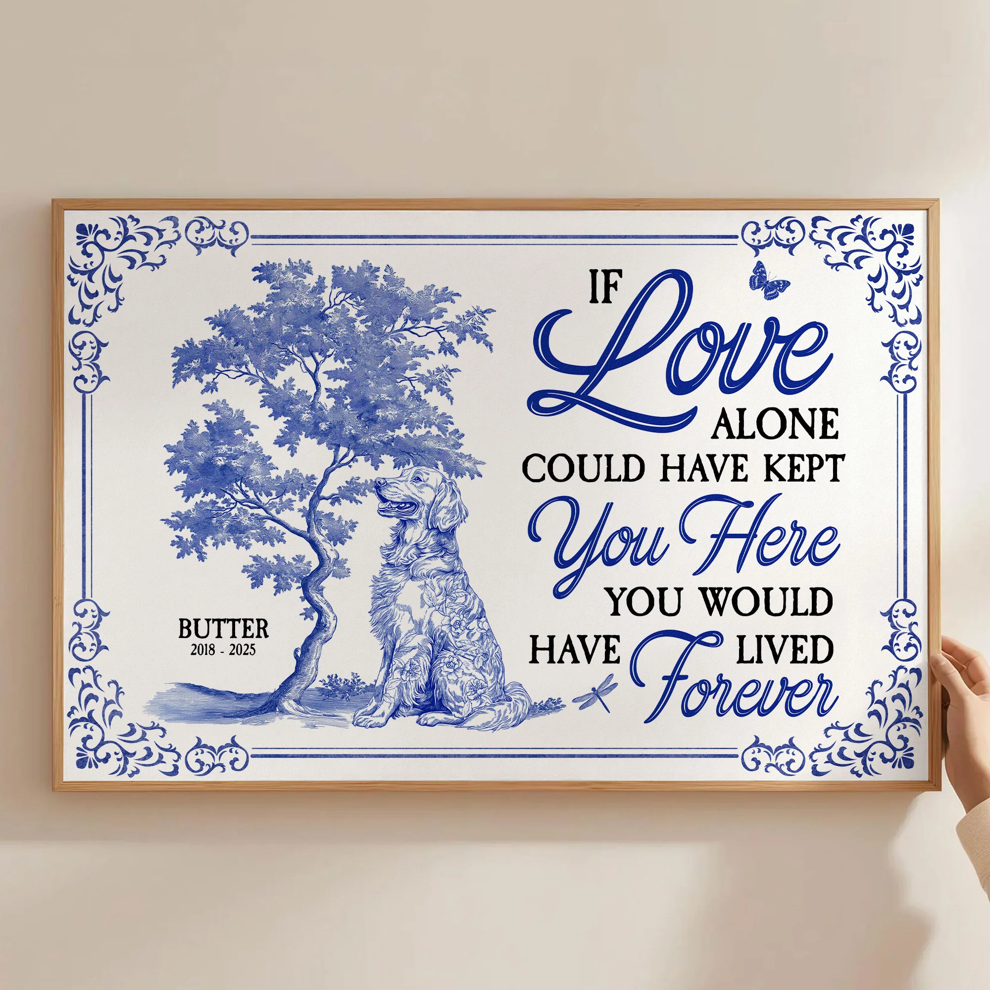 Dog Memorial Toile De Jouy If Love Alone Could Have Kept You - Personalized Poster - Image 3