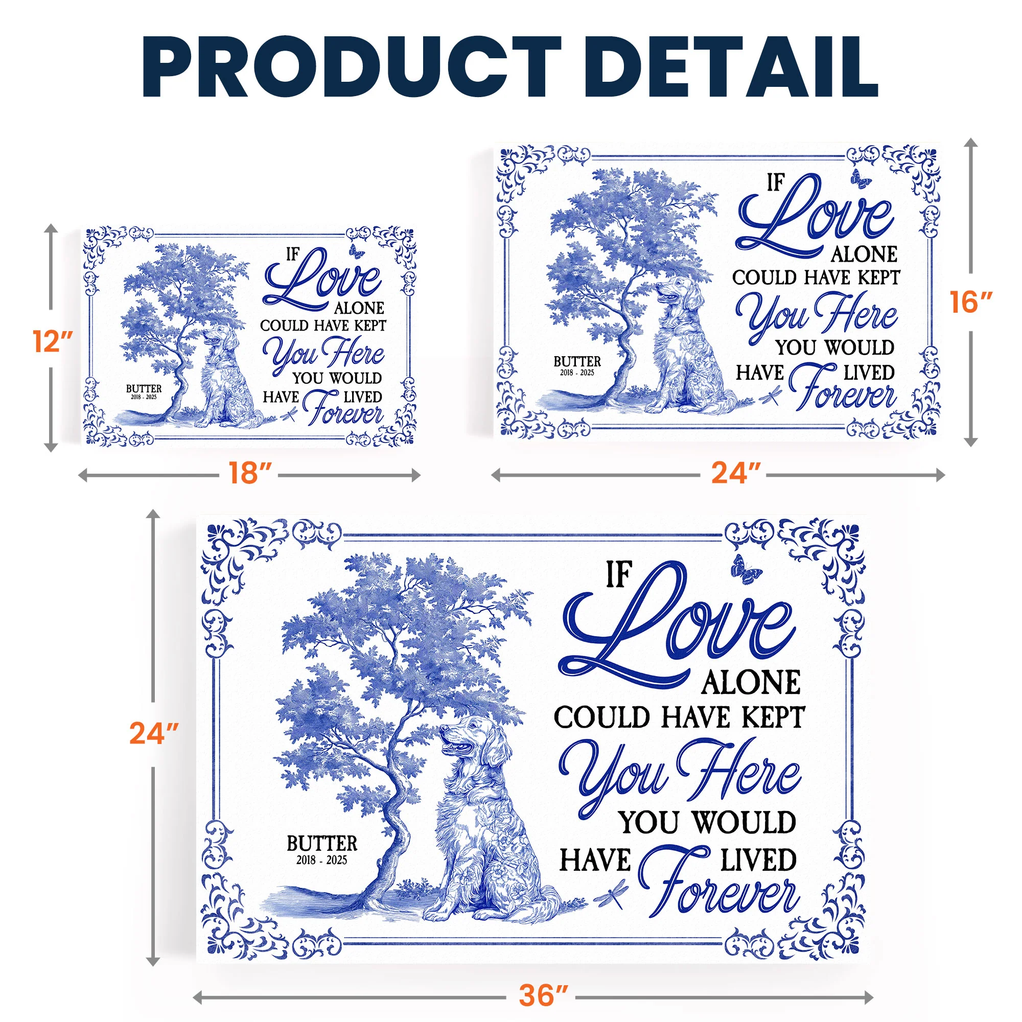 Dog Memorial Toile De Jouy If Love Alone Could Have Kept You - Personalized Poster - Image 4