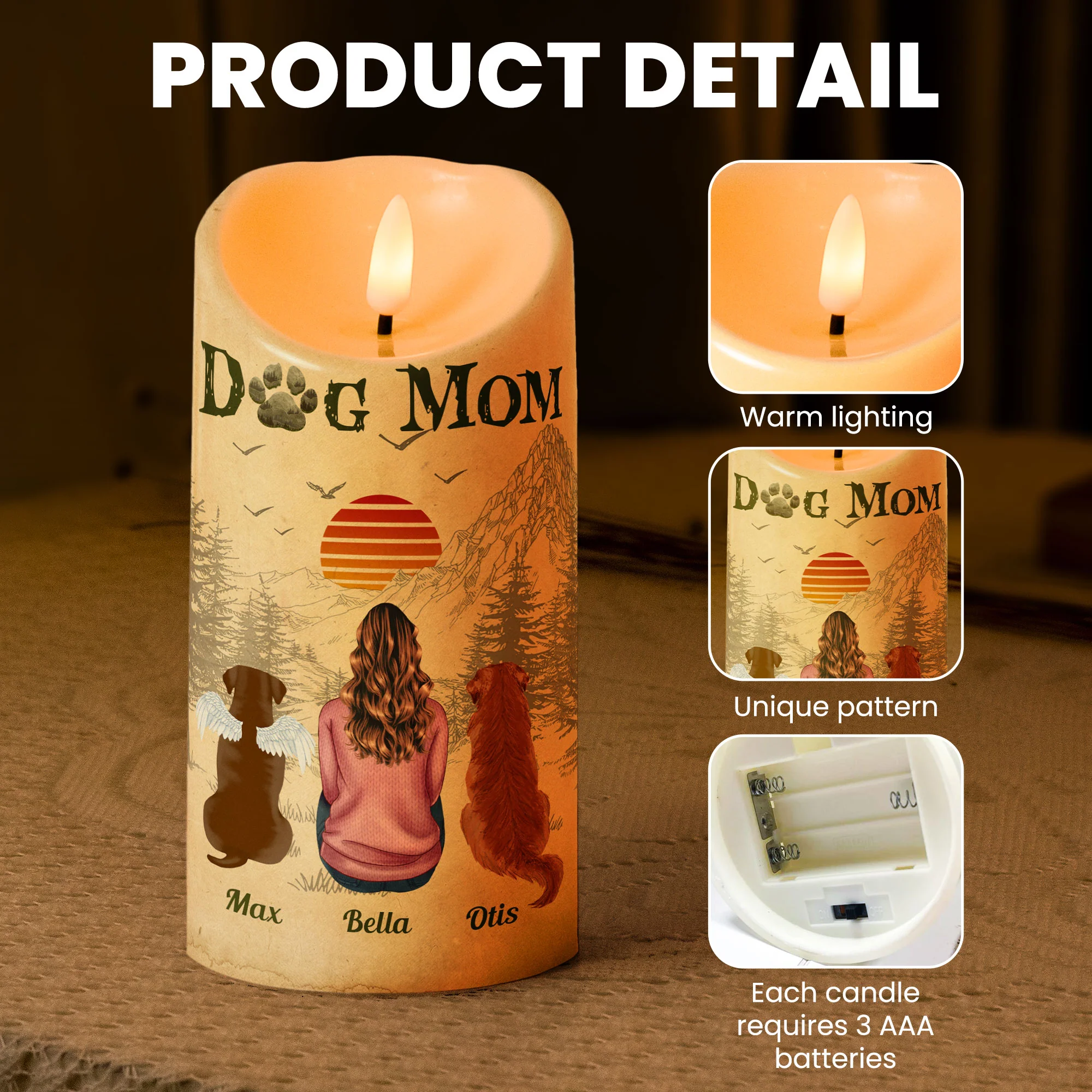 Dog Mom A Girl And Her Dogs Unbreakable Bond - Personalized LED Candle - Image 4