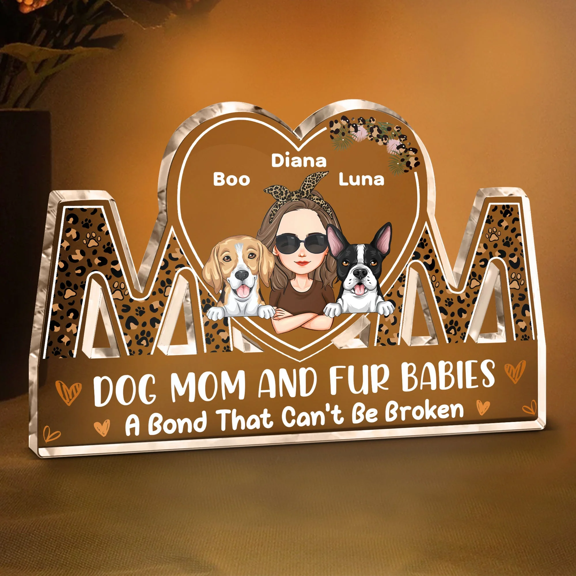 Dog Mom And Fur Babies - Personalized Mom Shaped Acylic Plaque - Image 5