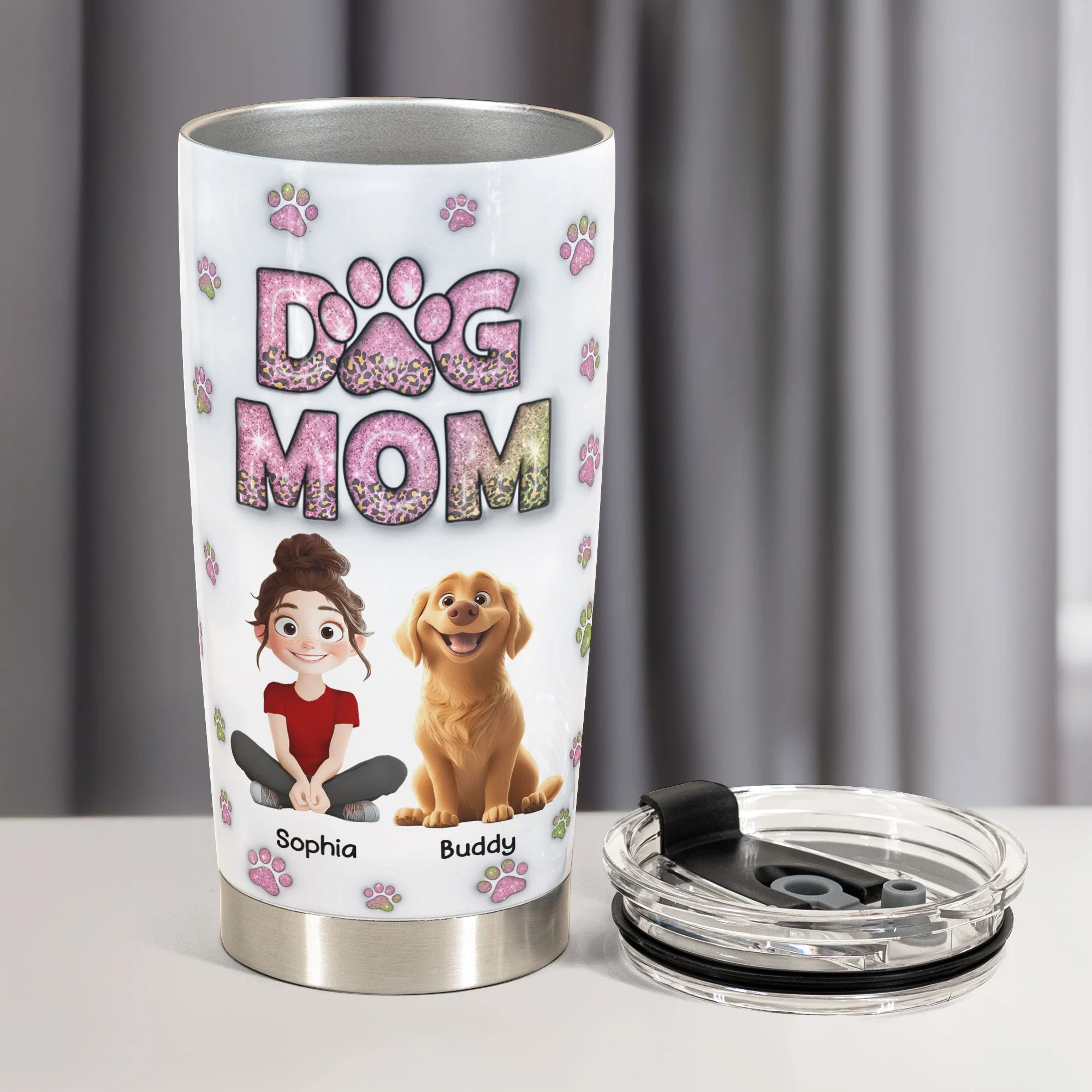 Dog Mom New Cartoon Dog - Personalized Tumbler Cup - Image 2