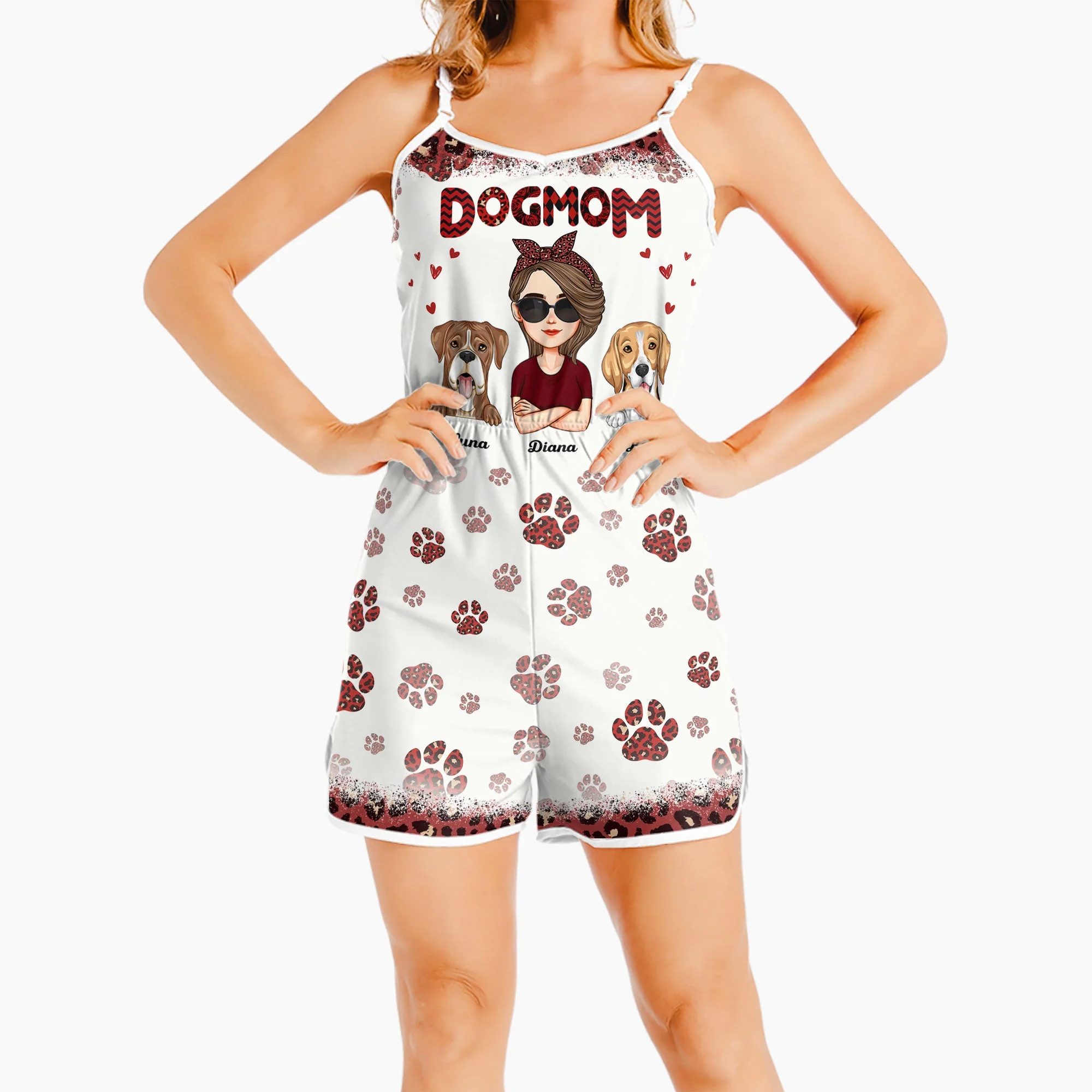 Dog Mom - Personalized All-over Print Sleeveless Romper - Image 2