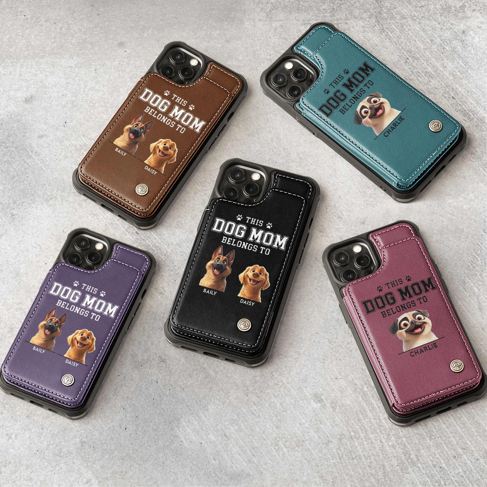 Dog Mom - Personalized Leather Flip Wallet Phone Case - Image 2
