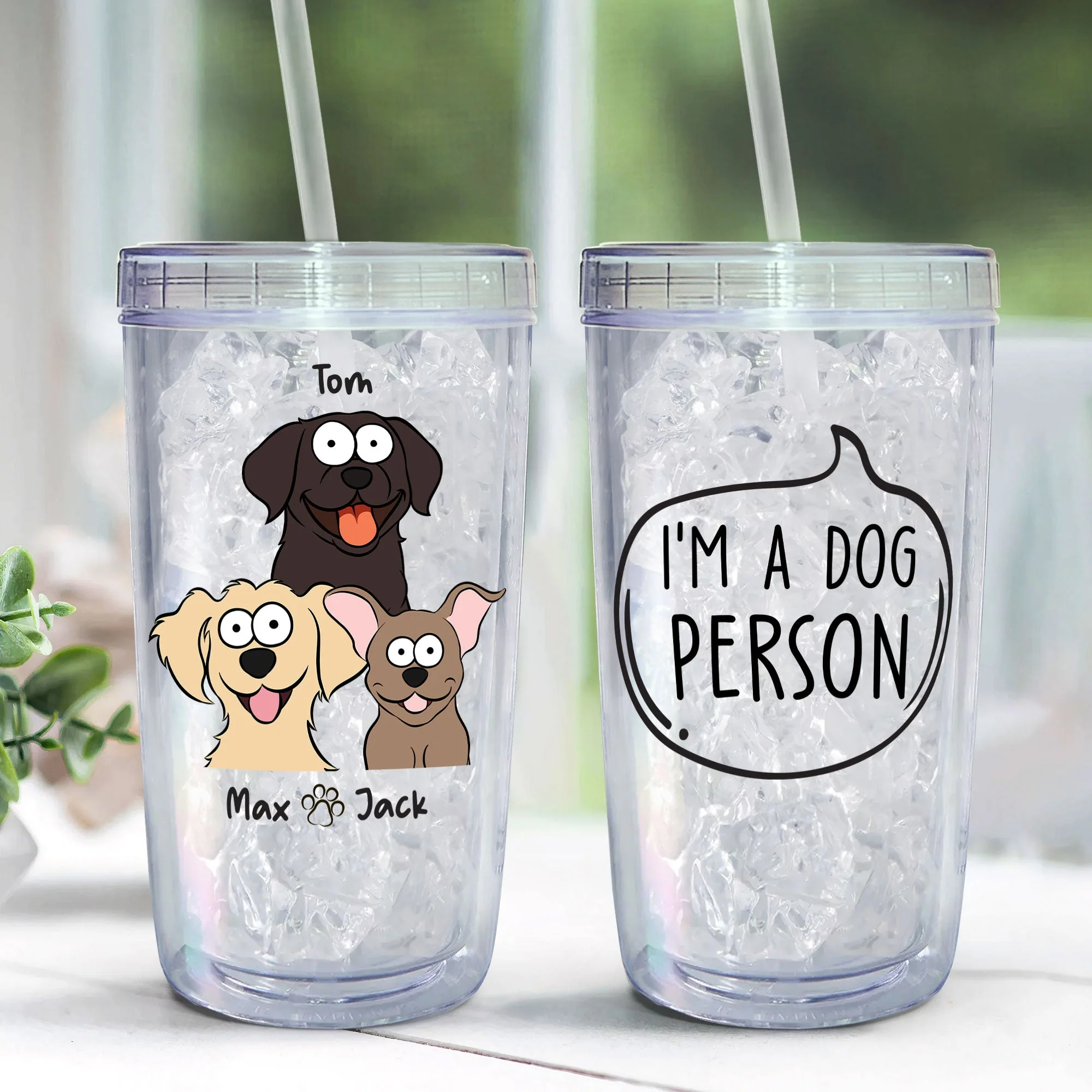 Dog Person - Personalized Acrylic Tumbler With Straw - Image 3