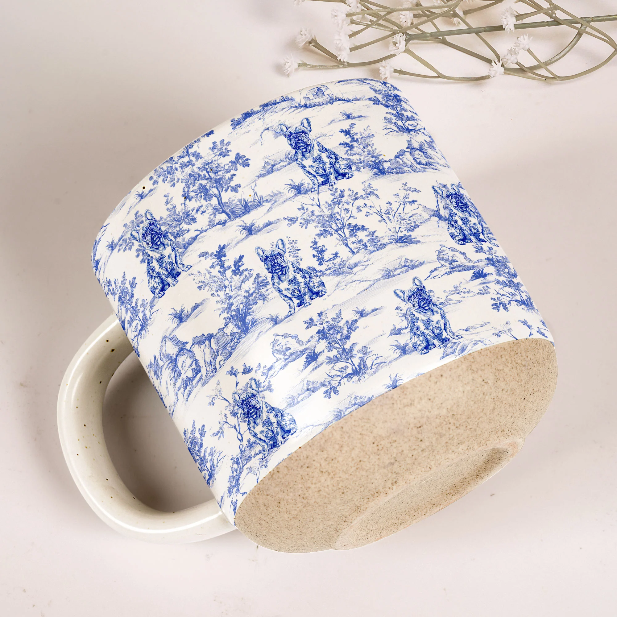 Dog Toile De Jouy French Style Custom Breeds - Personalized Pottery Mug - Image 3