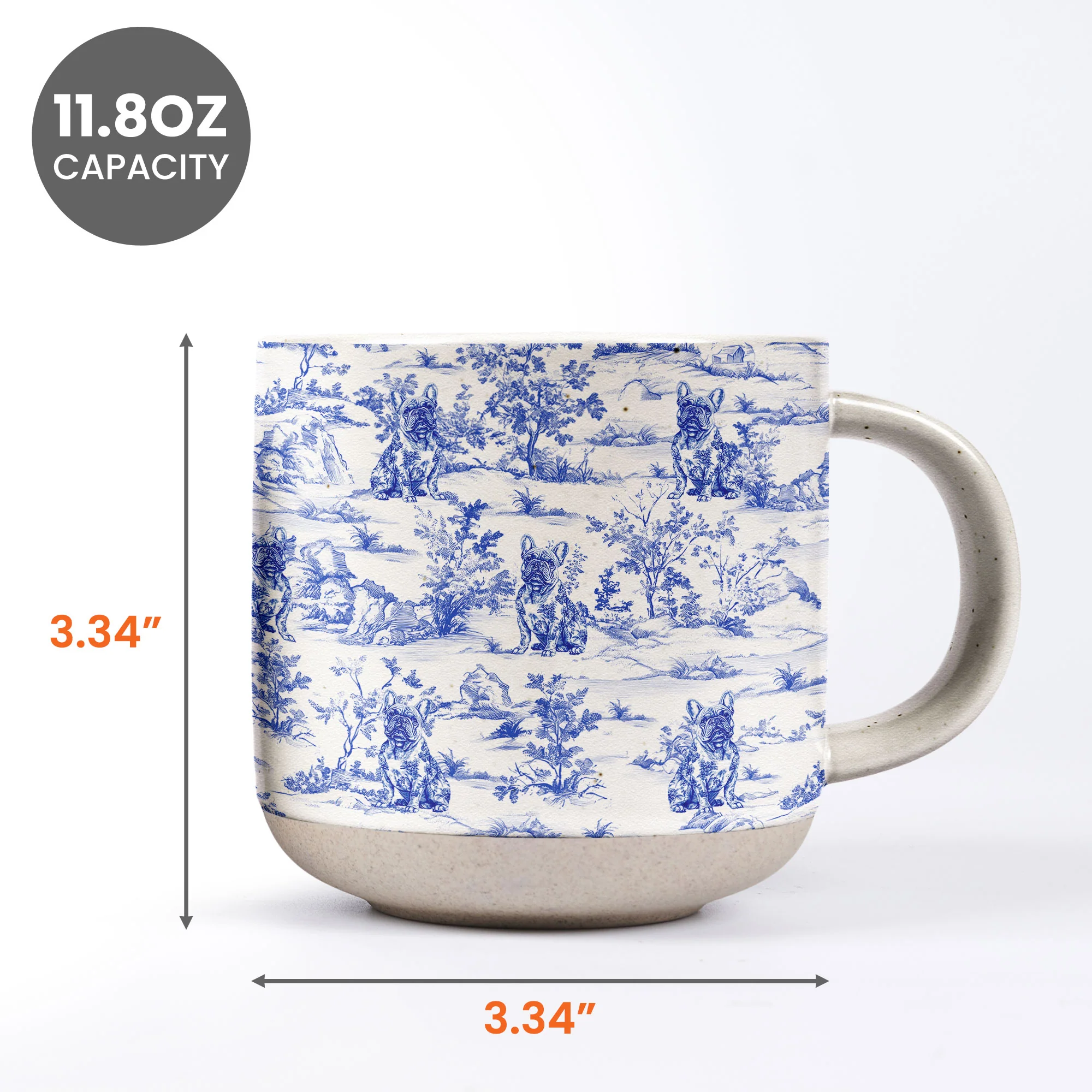Dog Toile De Jouy French Style Custom Breeds - Personalized Pottery Mug - Image 6