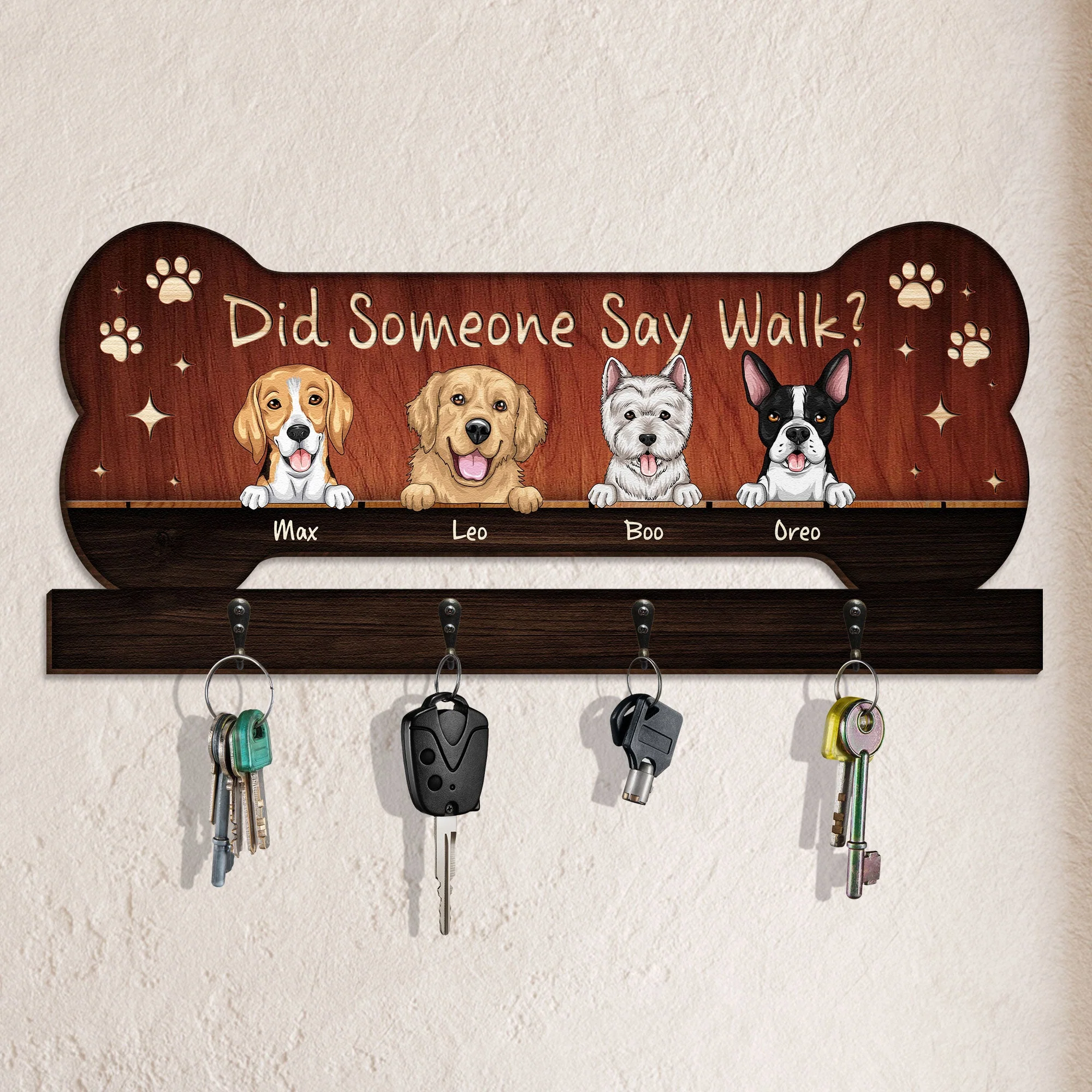 Dogs Did Someone Say Walk? - Personalized Custom Key Hanger - Image 2