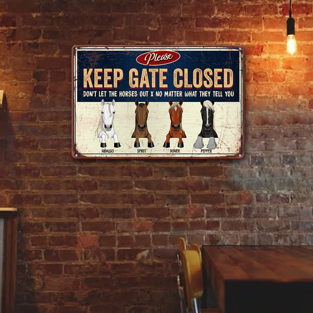 Don't Let The Horses Out No Matter What They Say - Personalized Metal Sign - Peeking Horse - Image 2
