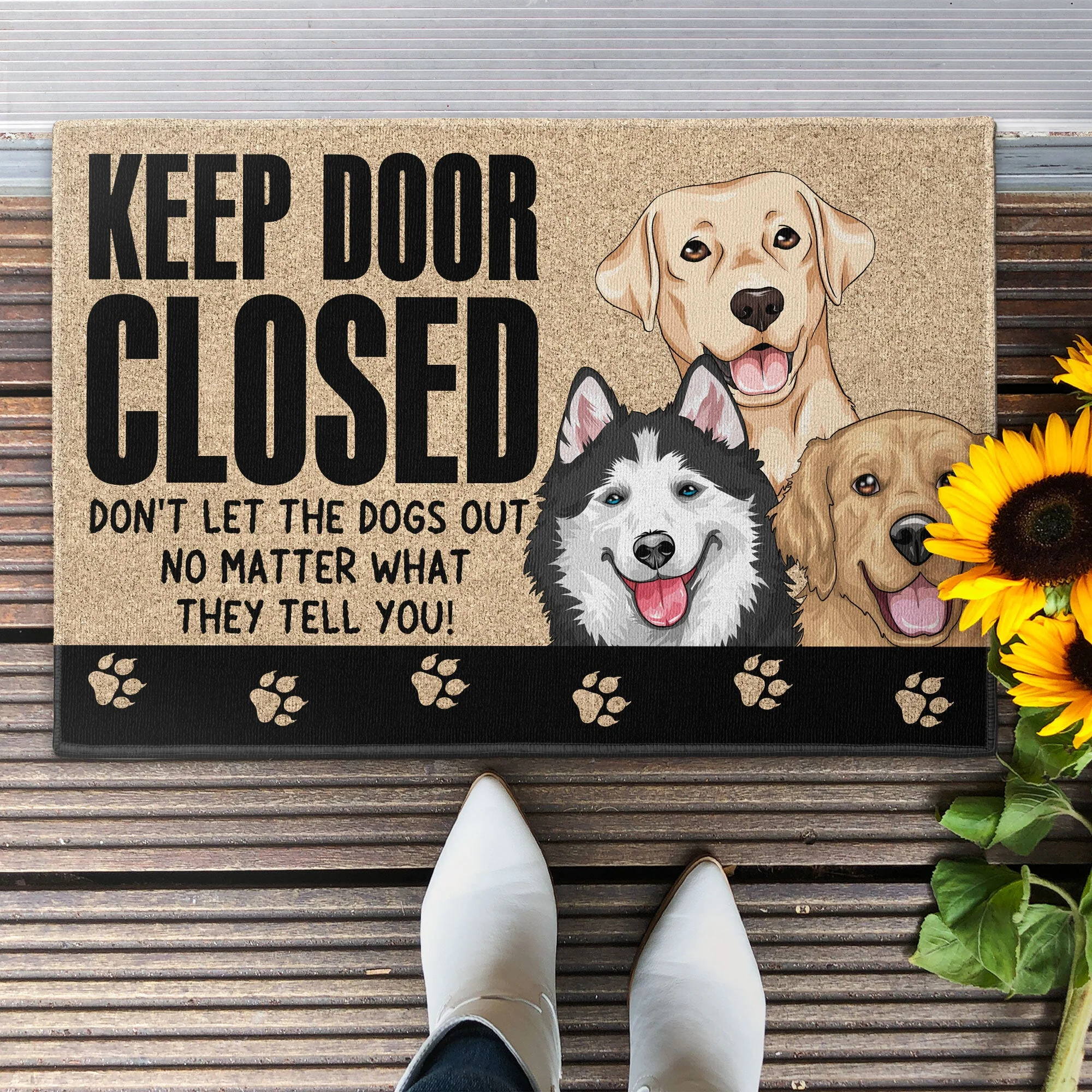 Don't Let The Pets Out - Personalized Doormat - Image 4
