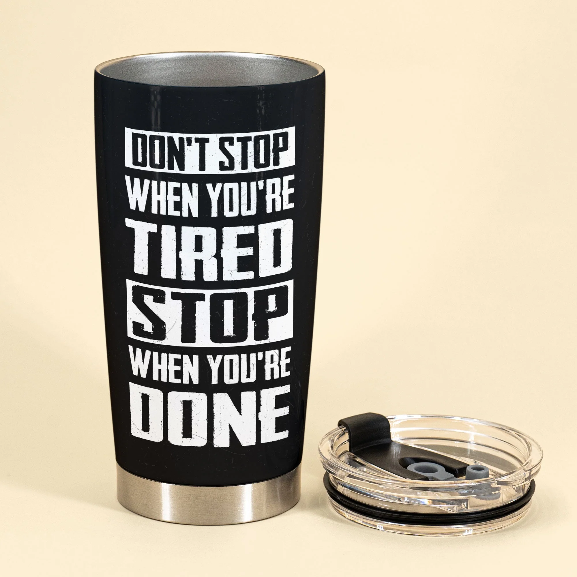 Don't Stop When You're Tired - Personalized Tumbler Cup - Birthday Gift For Gymer - Old Man Gym - Image 3