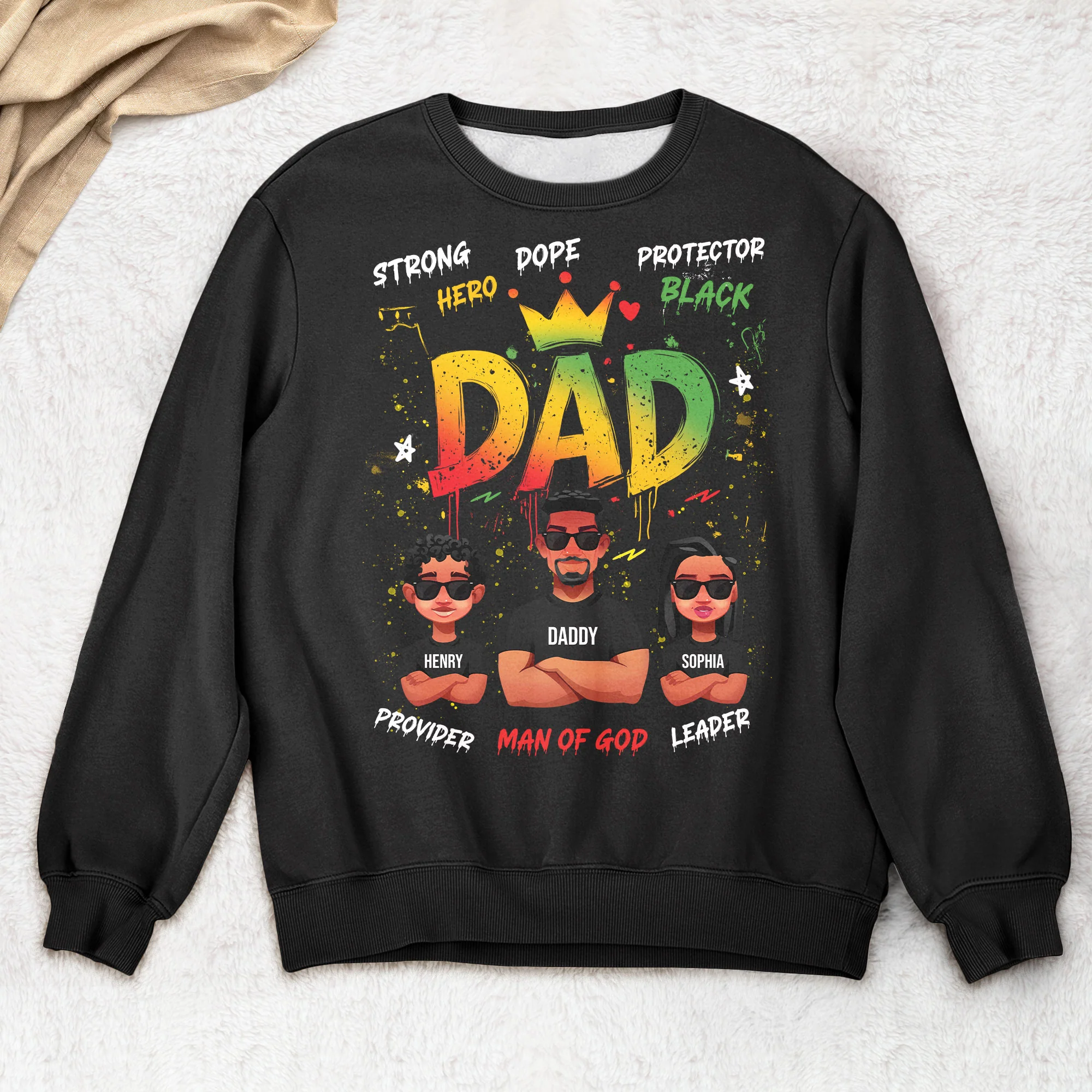 Dope Black Dad Hero - Cute Kids New Version - Personalized Shirt - Image 2