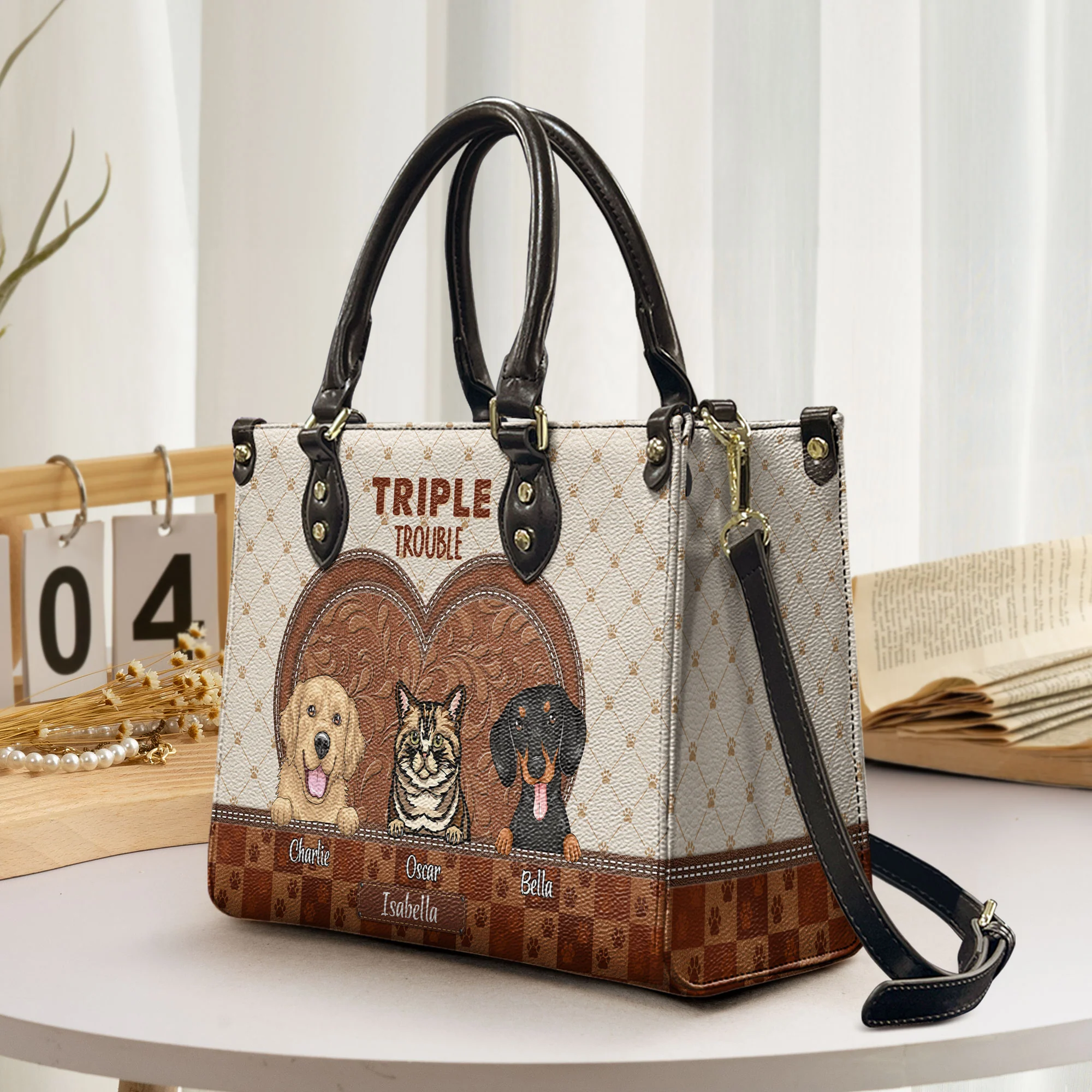 Double Trouble - Personalized Leather Bag - Image 2