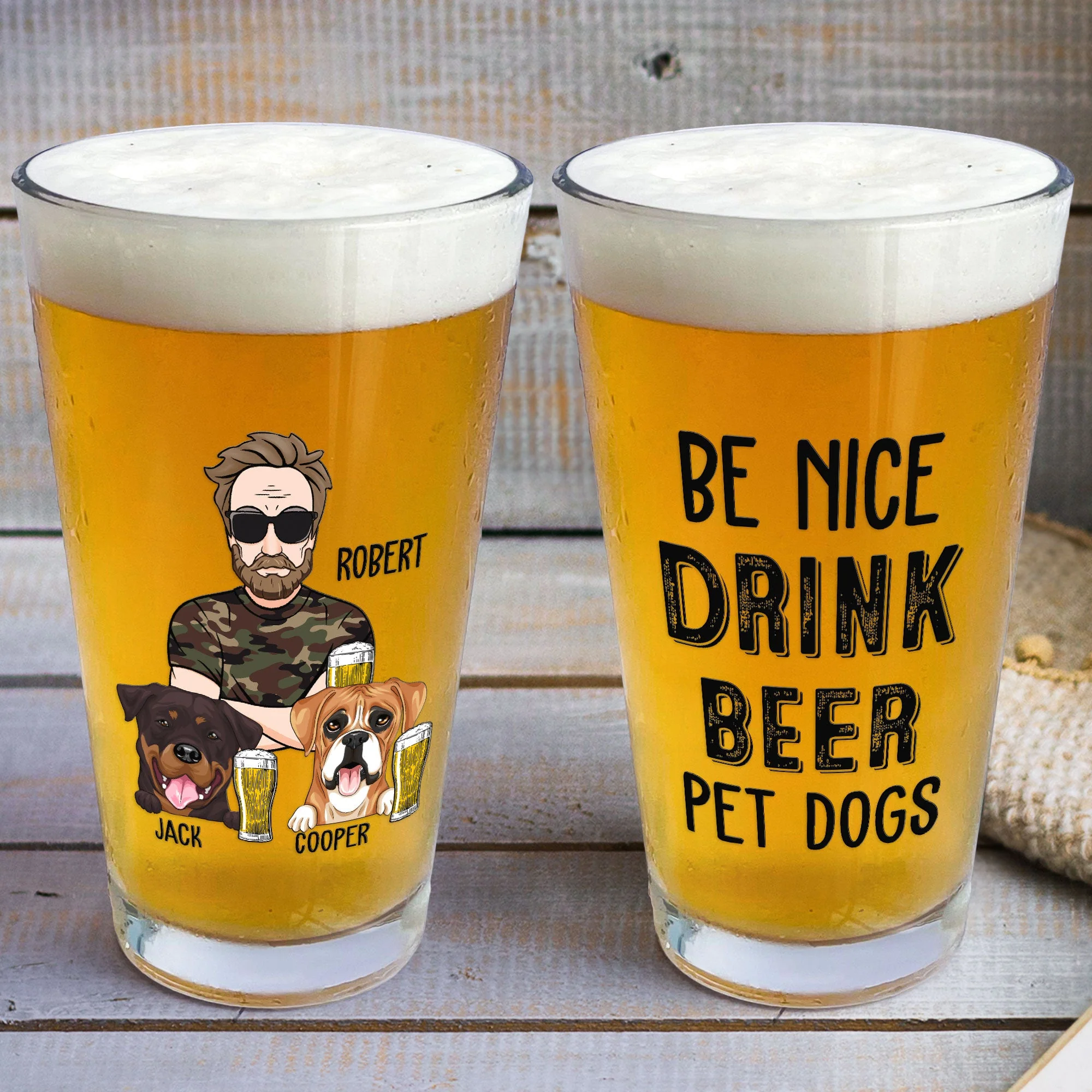 Drink Beer Pet Dogs - Personalized Beer Glass - Image 3