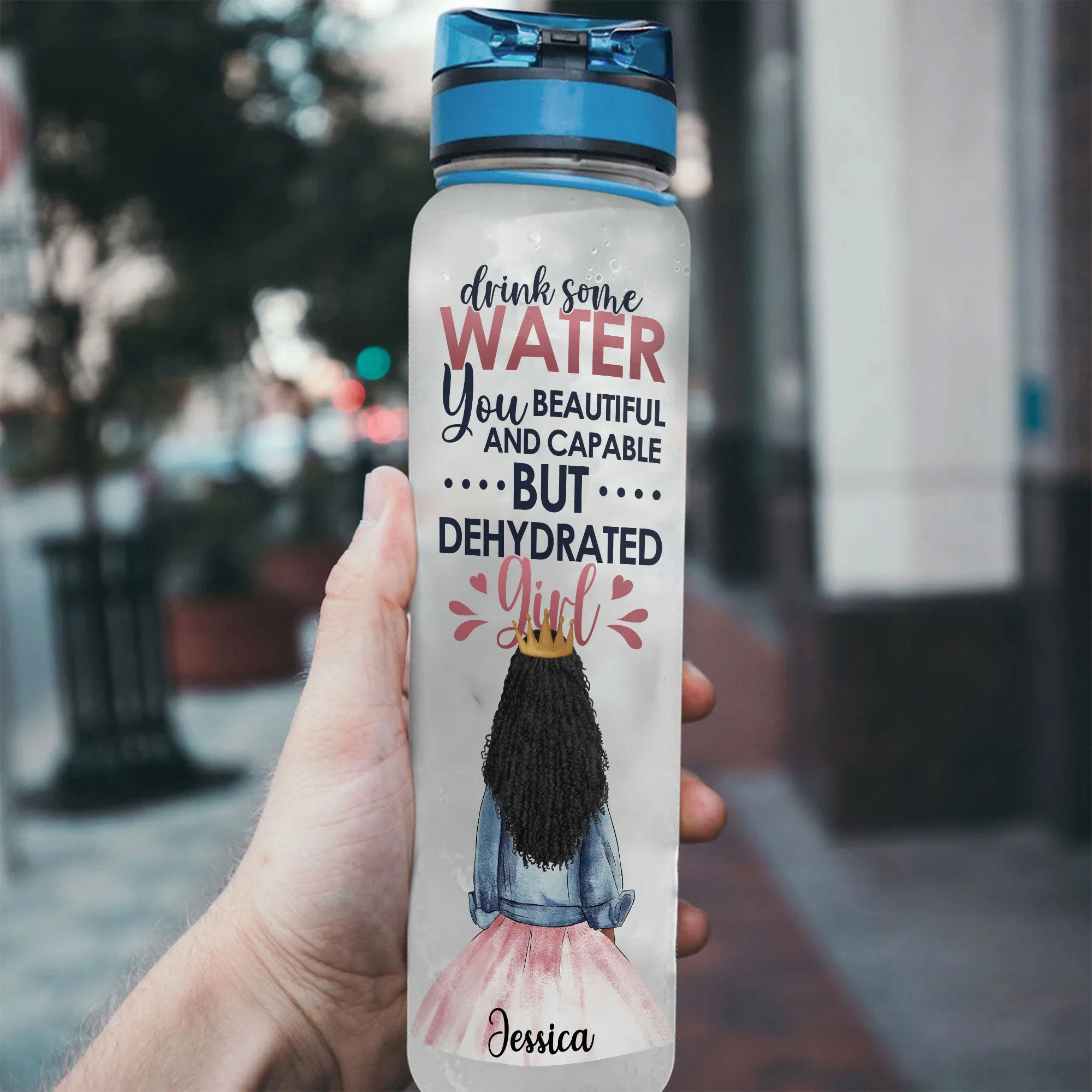 Drink Some Water Girl - Personalized Water Bottle With Time Marker - Birthday, Funny Gift For Little Girls, Daughters, Granddaughters, Nieces - Image 3