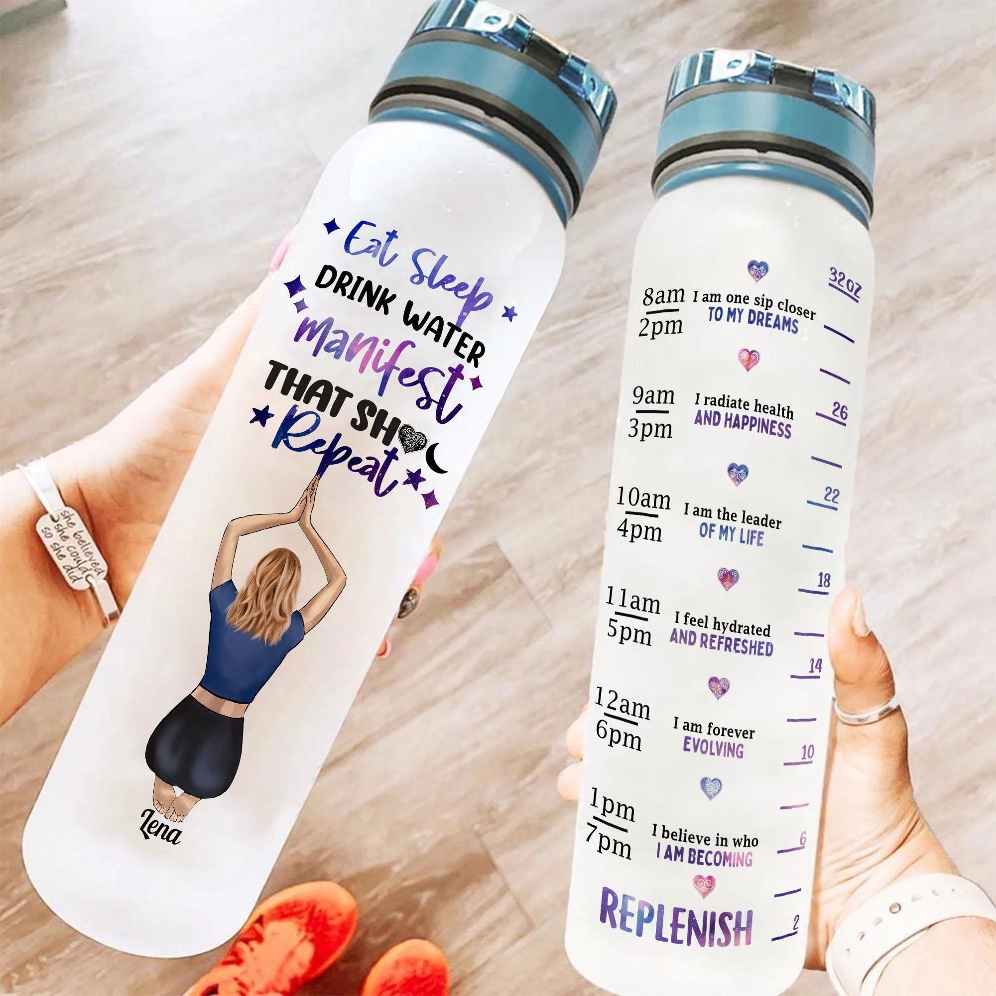 Drink Water And Manifest That Sh** - Personalized Water Tracker Bottle - Birthday Gift For Her, Yoga Girls, Gym, Motivational Gift, Manifestation - Image 2
