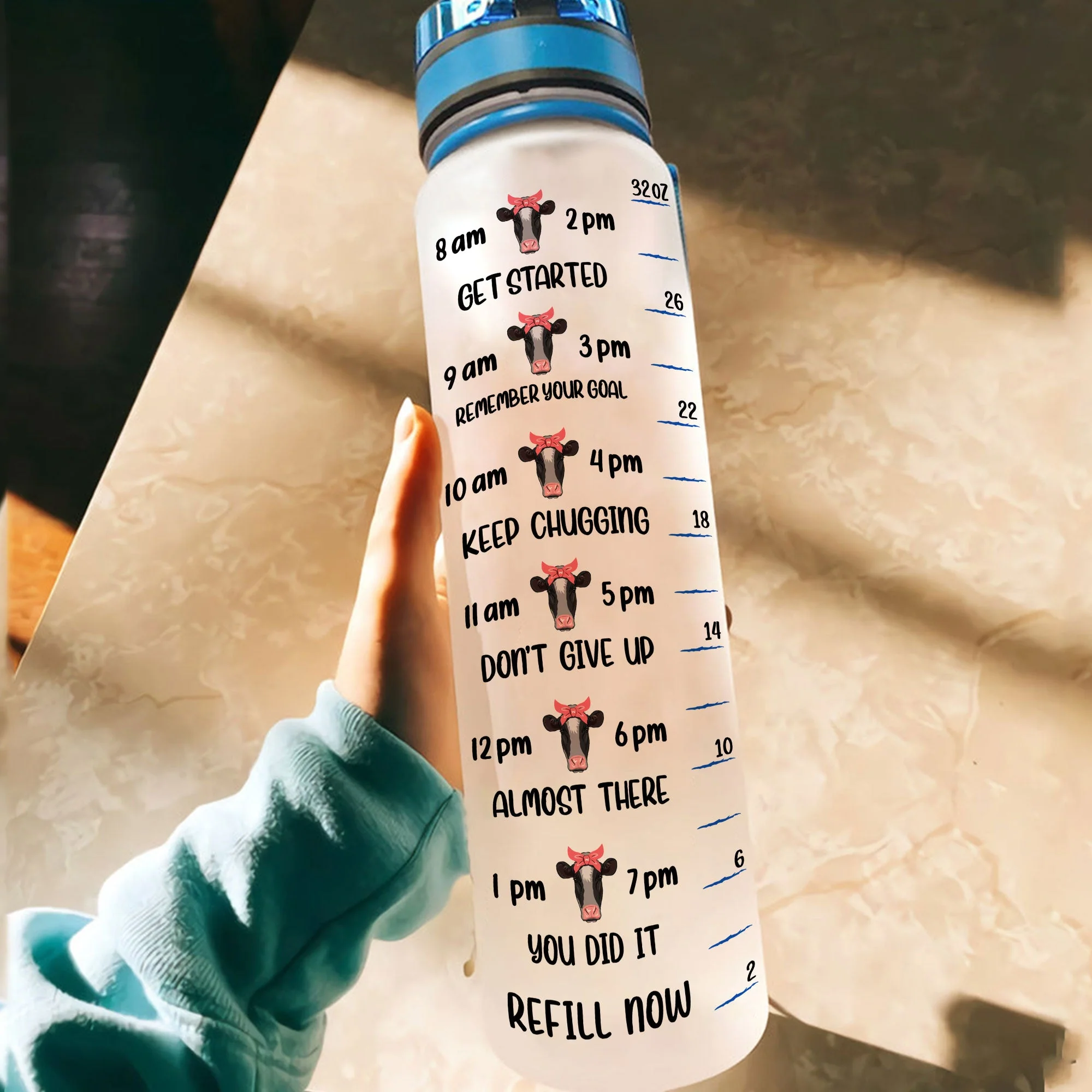 Drink Your Heiffin Water - Personalized Water Bottle With Time Marker - Birthday, Motivation Gift For Her, Girl, Woman, Farmer - Image 4