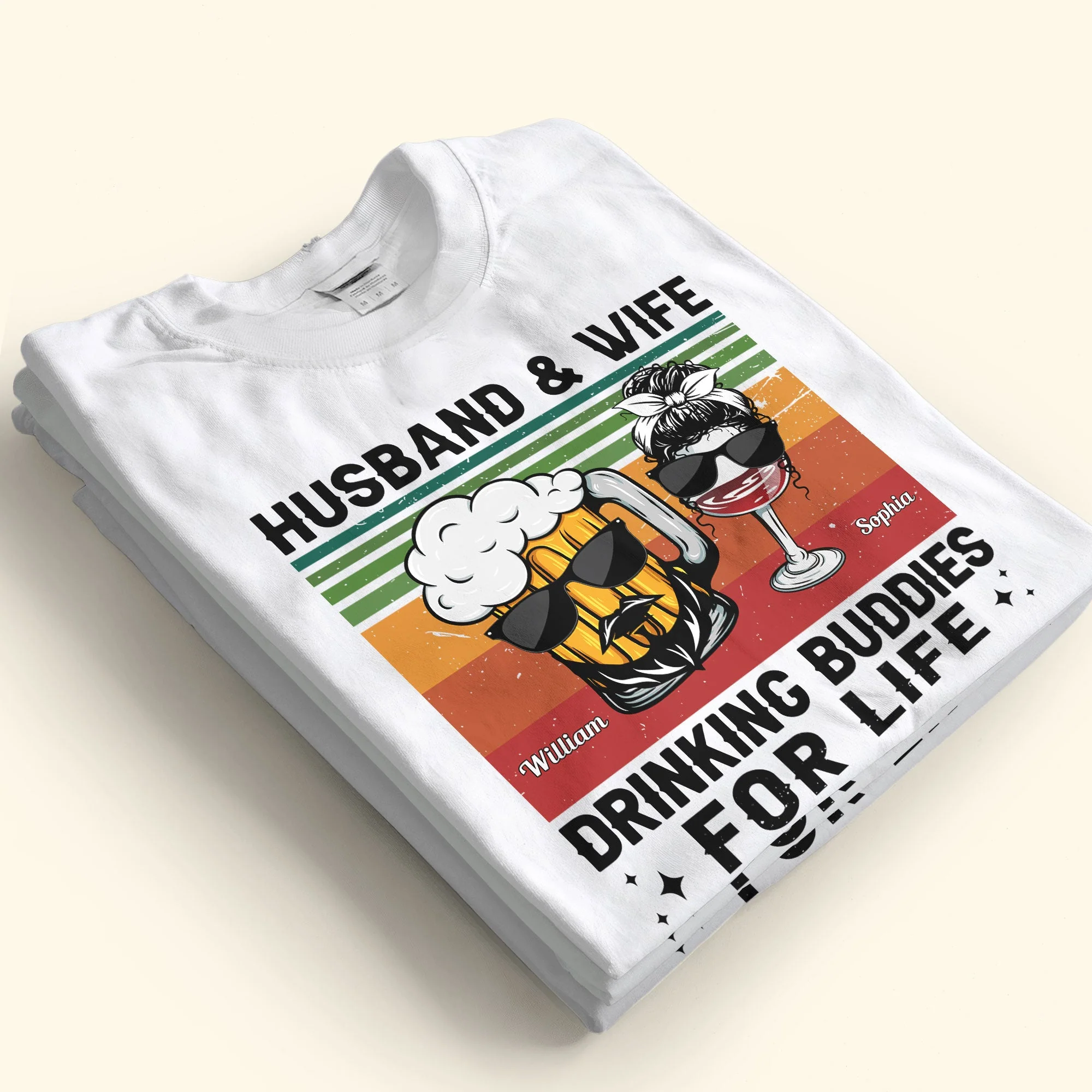 Drinking Buddies For Life - Personalized Matching Couple Shirts - Image 3