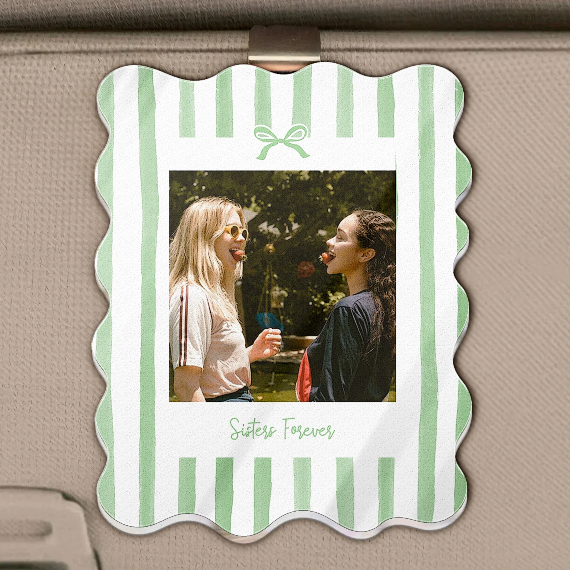 Drive Safe, Bestie - Retro Frame - Upload Friendship Photo - Personalized Car Visor Clip - Image 5