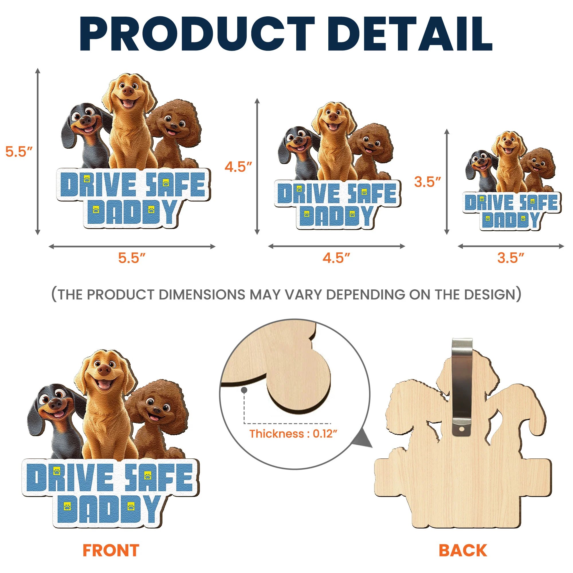 Drive Safe Daddy - Dog Mom, Dog Dad - Personalized Wooden Car Visor Clip - Image 4