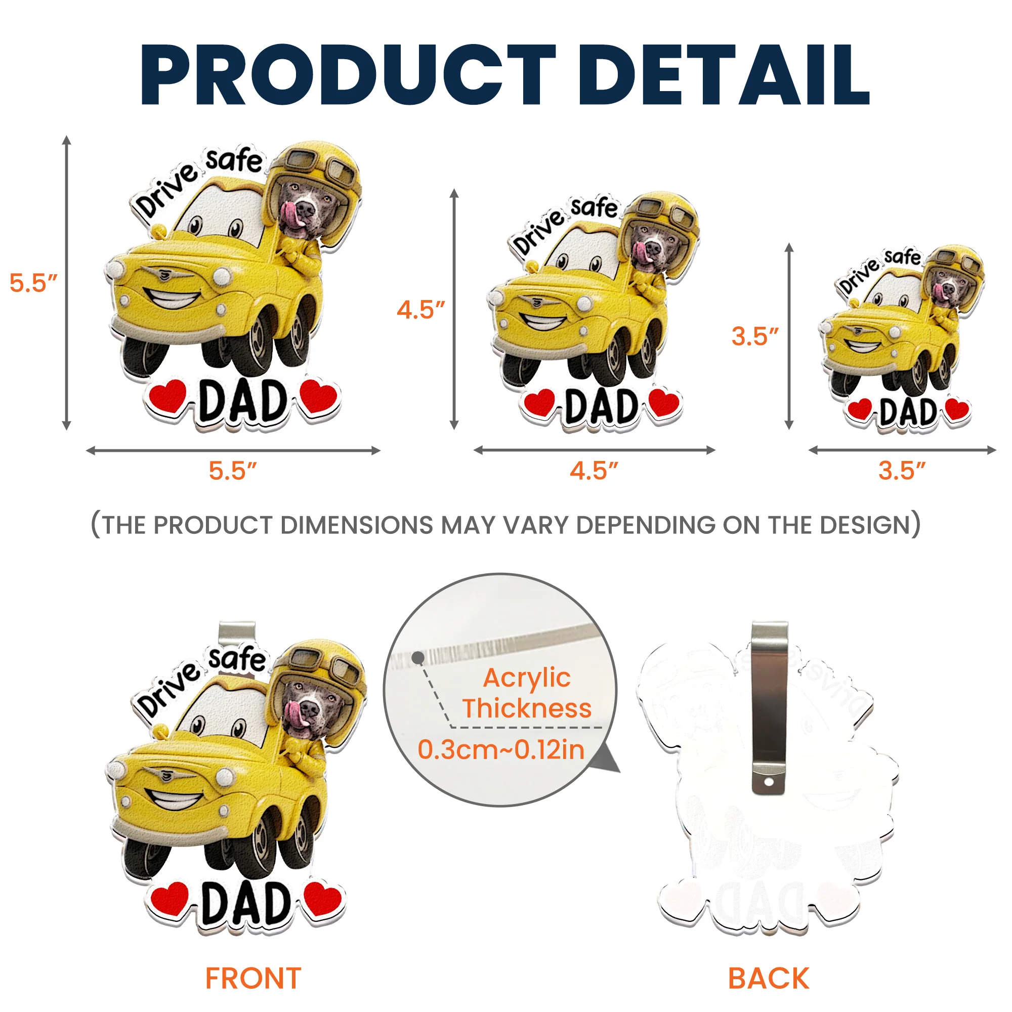 Drive Safe, Daddy, Papa, Mommy, Grandma - Custom Kids' Face Racing Cars - Personalized Car Visor Clip - Image 6