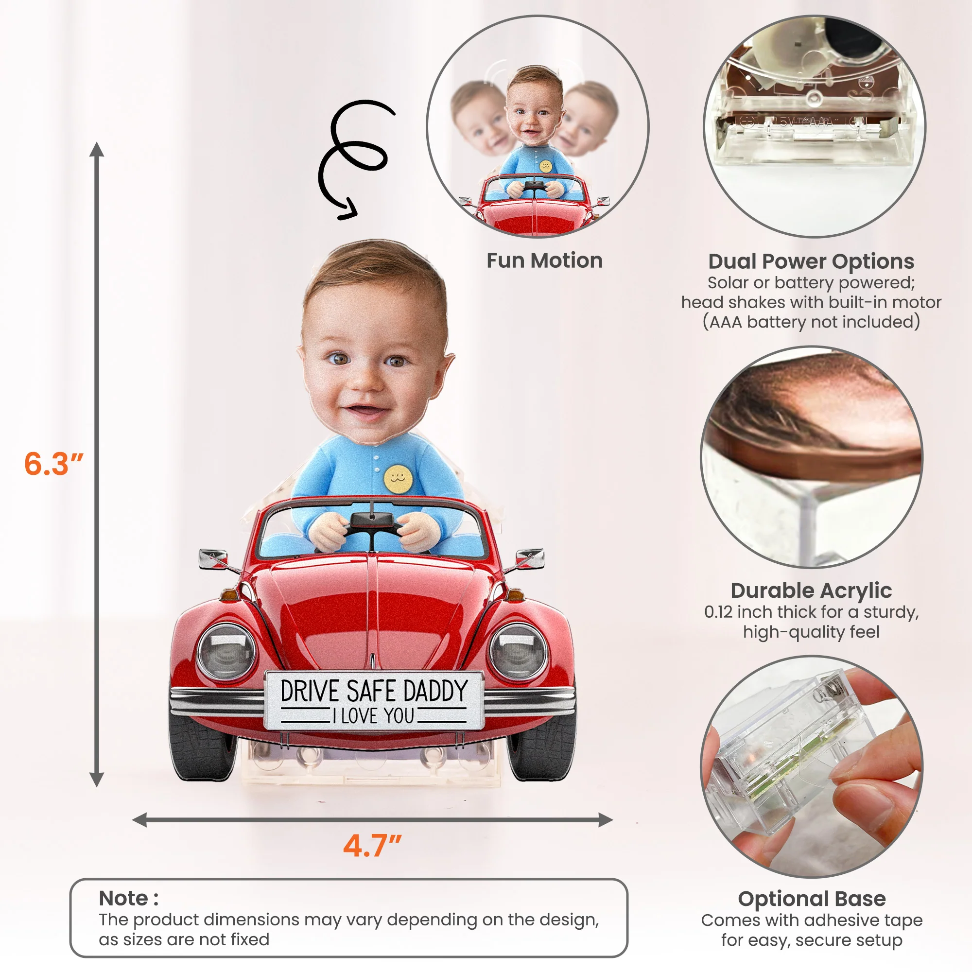 Drive Safe Daddy - Personalized Photo Shaking Head Acrylic Standee - Image 6