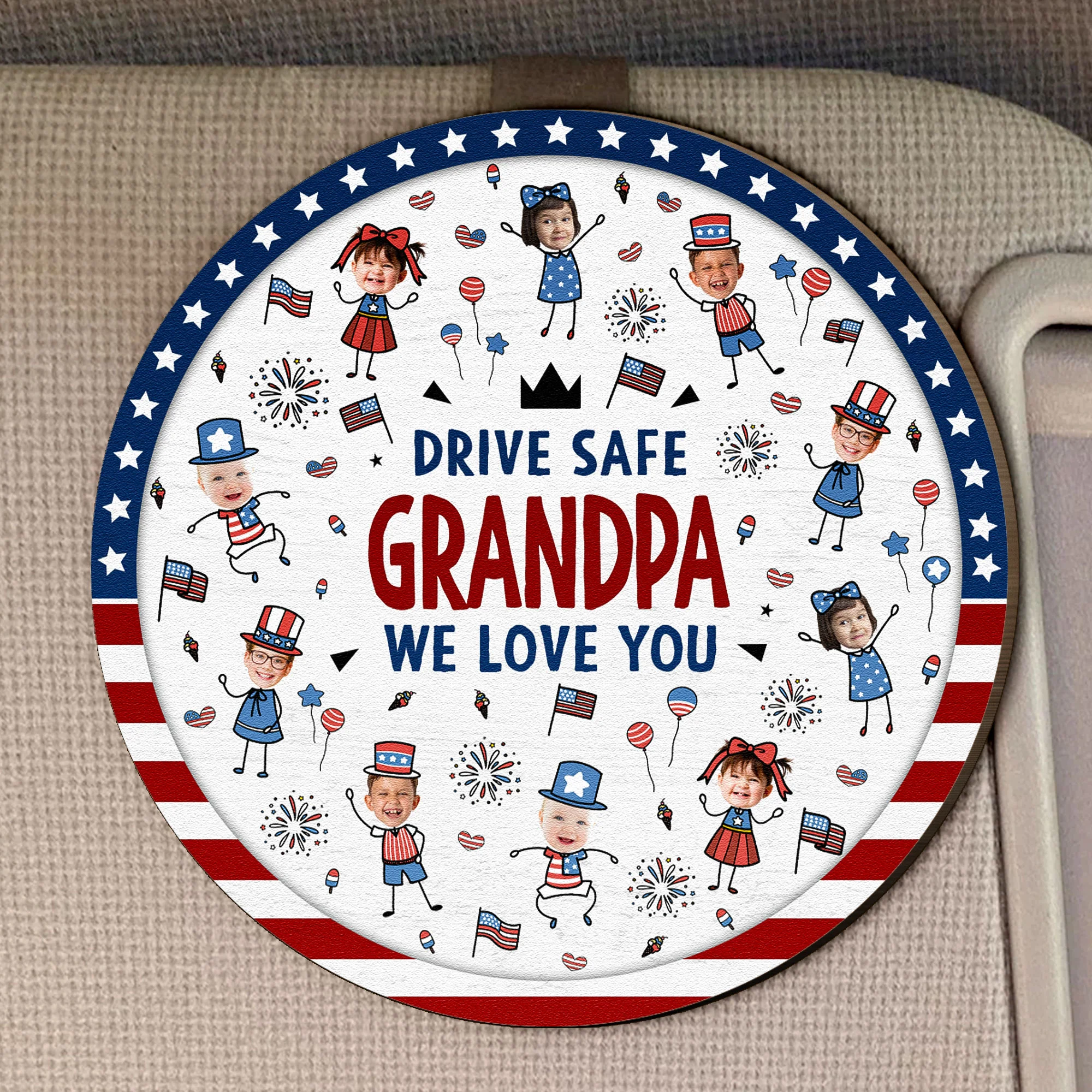 Drive Safe Grandpa Independence Style - Personalized Car Visor Clip - Image 2