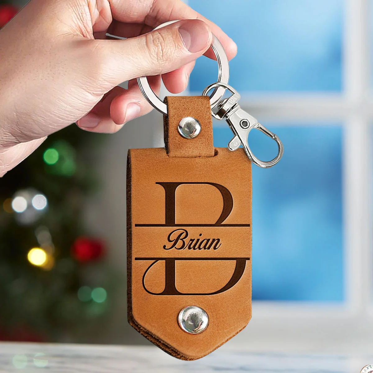 Drive Safe Handsome I Love You - Personalized Leather Photo Keychain - Image 5