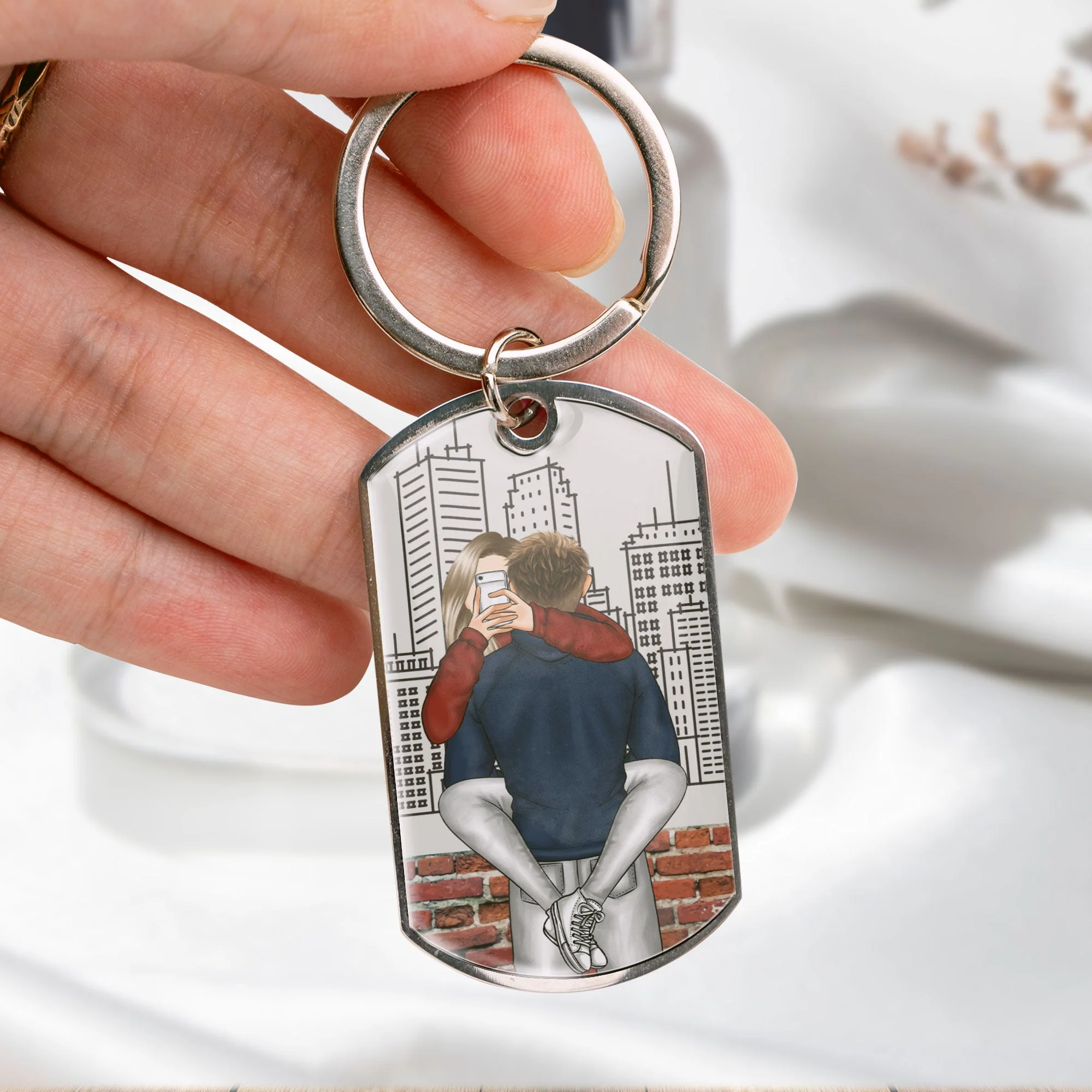 Drive Safe Handsome - Personalized Stainless Steel Keychain - Image 5