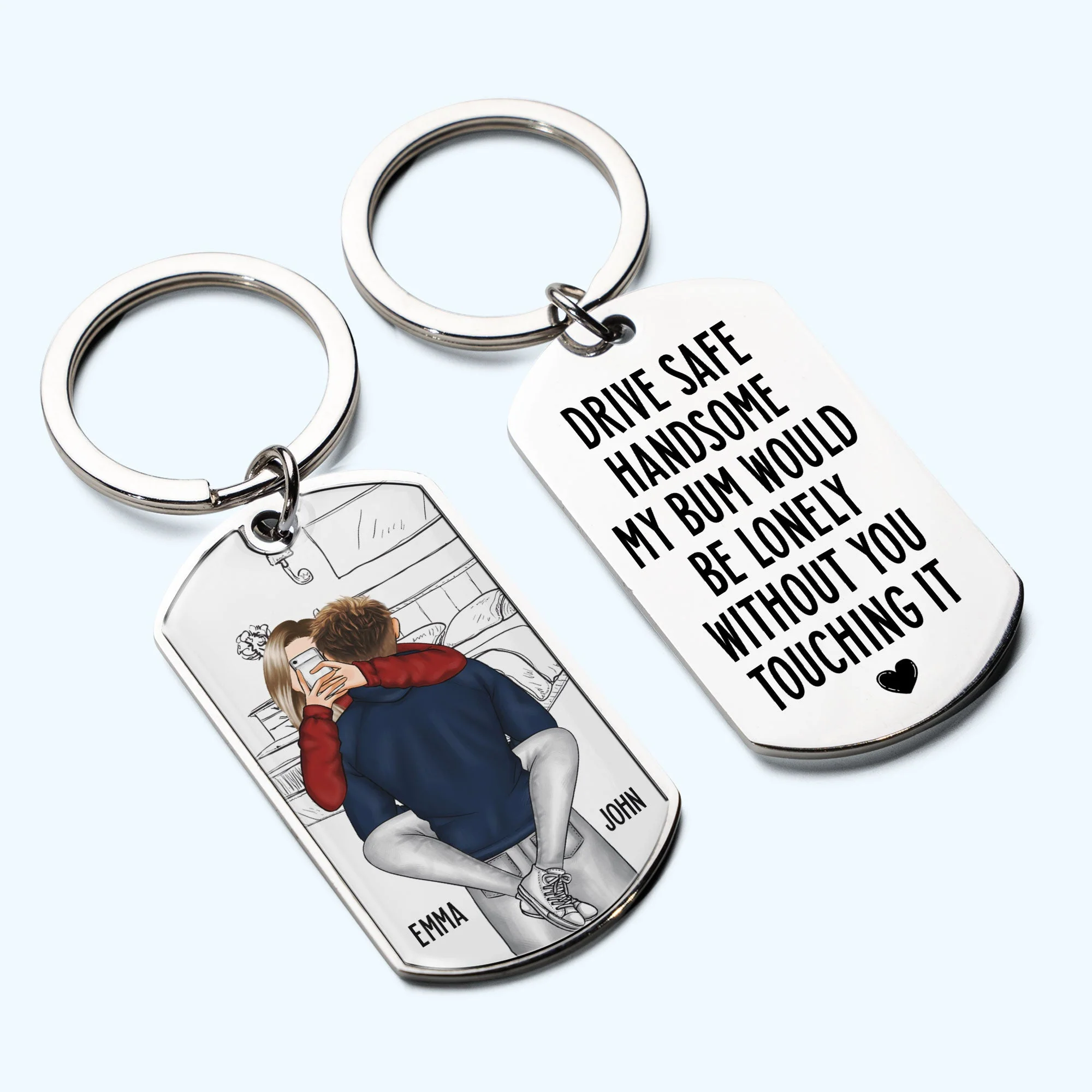 Drive Safe Handsome - Personalized Stainless Steel Keychain - Image 3