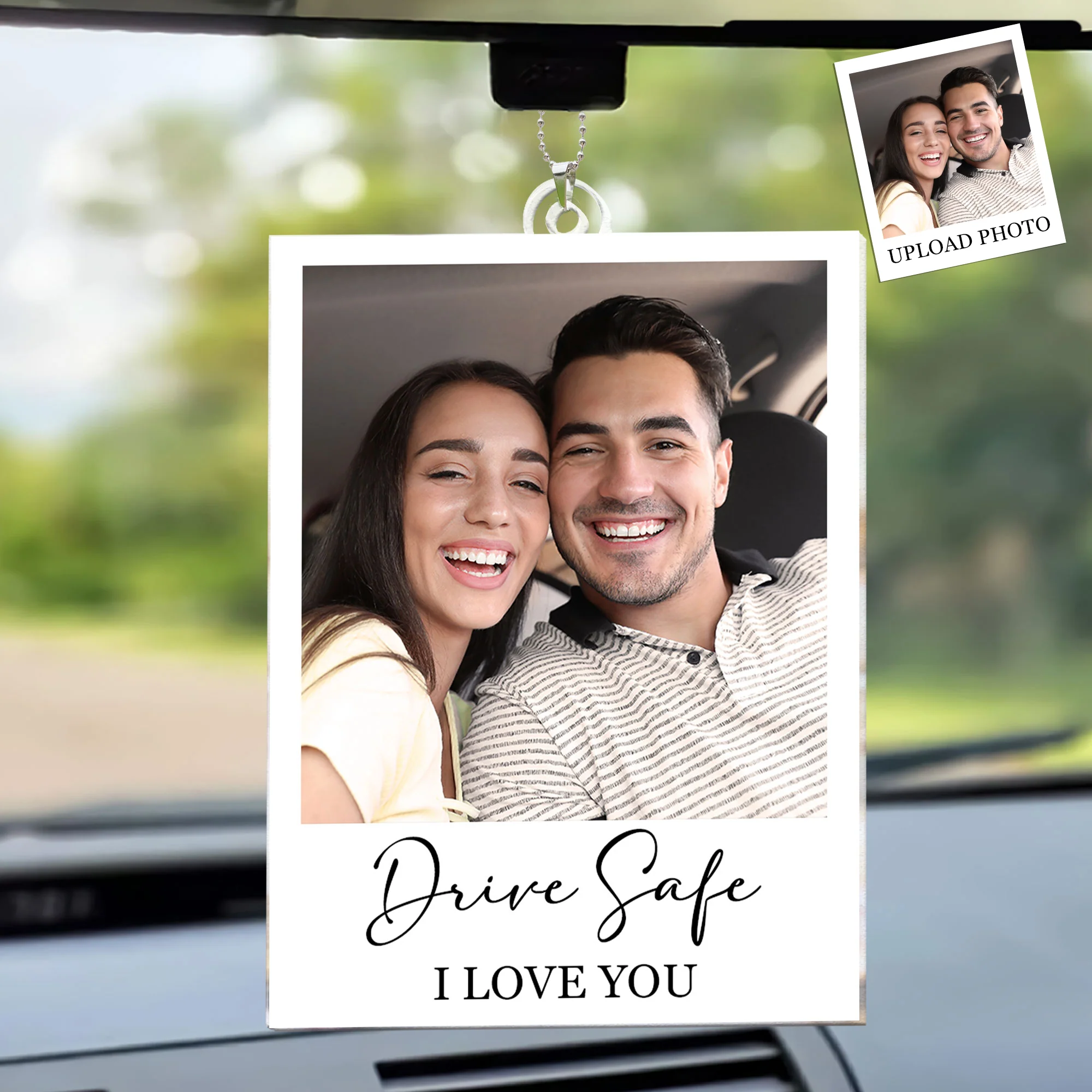 Drive Safe I Love You - Personalized Photo Rear View Mirror Accessory - Image 2