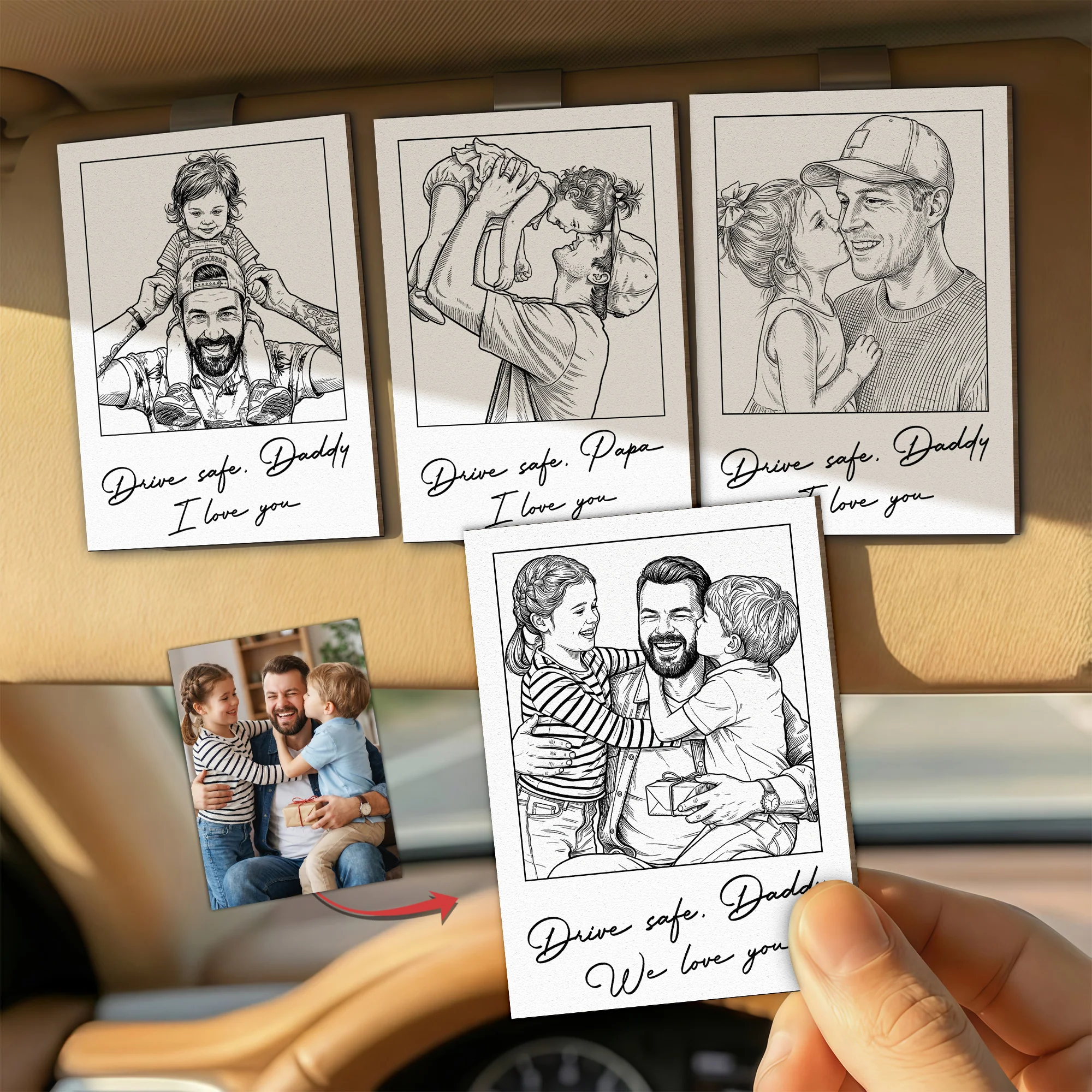 Drive Safe We Love You Father's Day Gift For Dad, Husband - Personalized Car Visor Clip