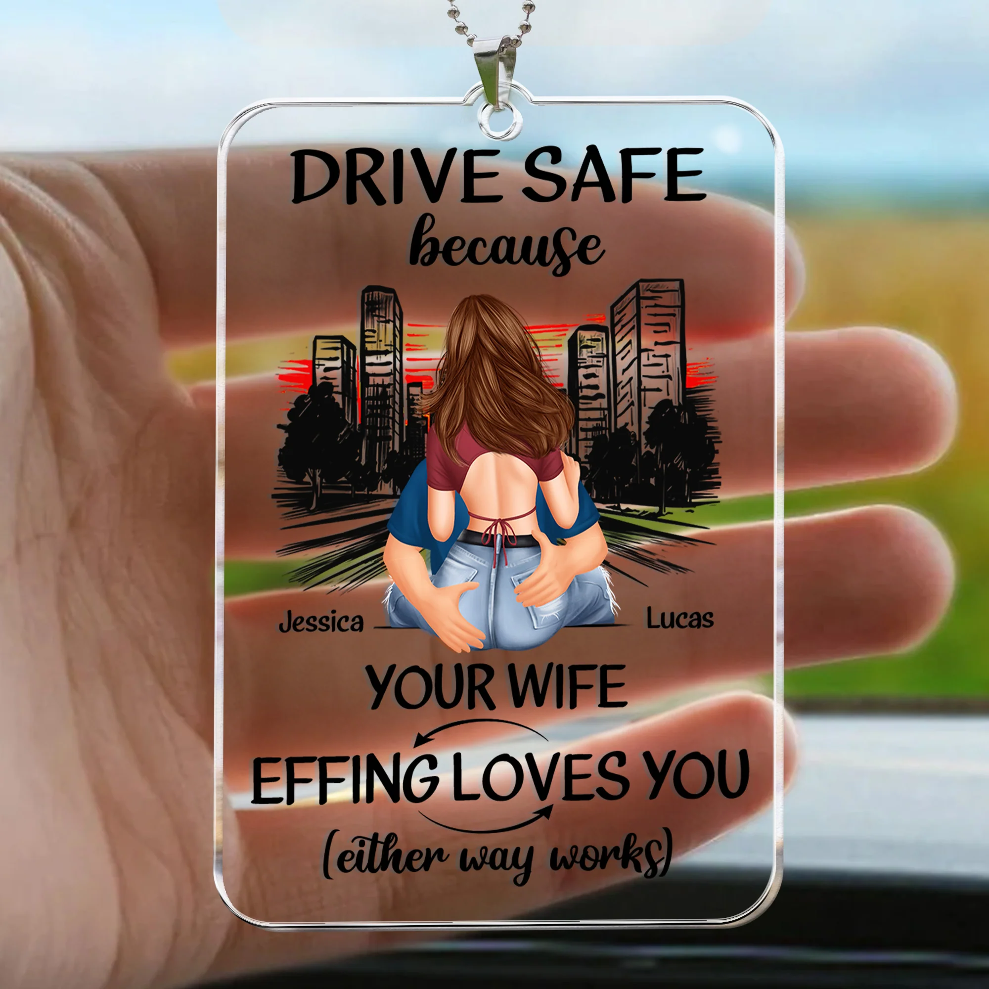 Drive Safe Your Wife Effing Loves You - Personalized Rear View Mirror Accessory - Image 4
