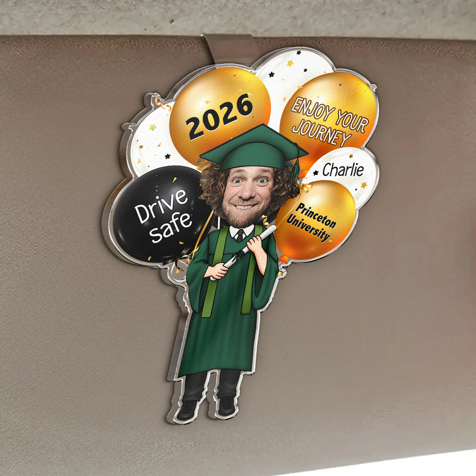 Drive Safely And Enjoy Your Journey Graduation Gift - Personalized Acrylic Photo Visor Clip - Image 2
