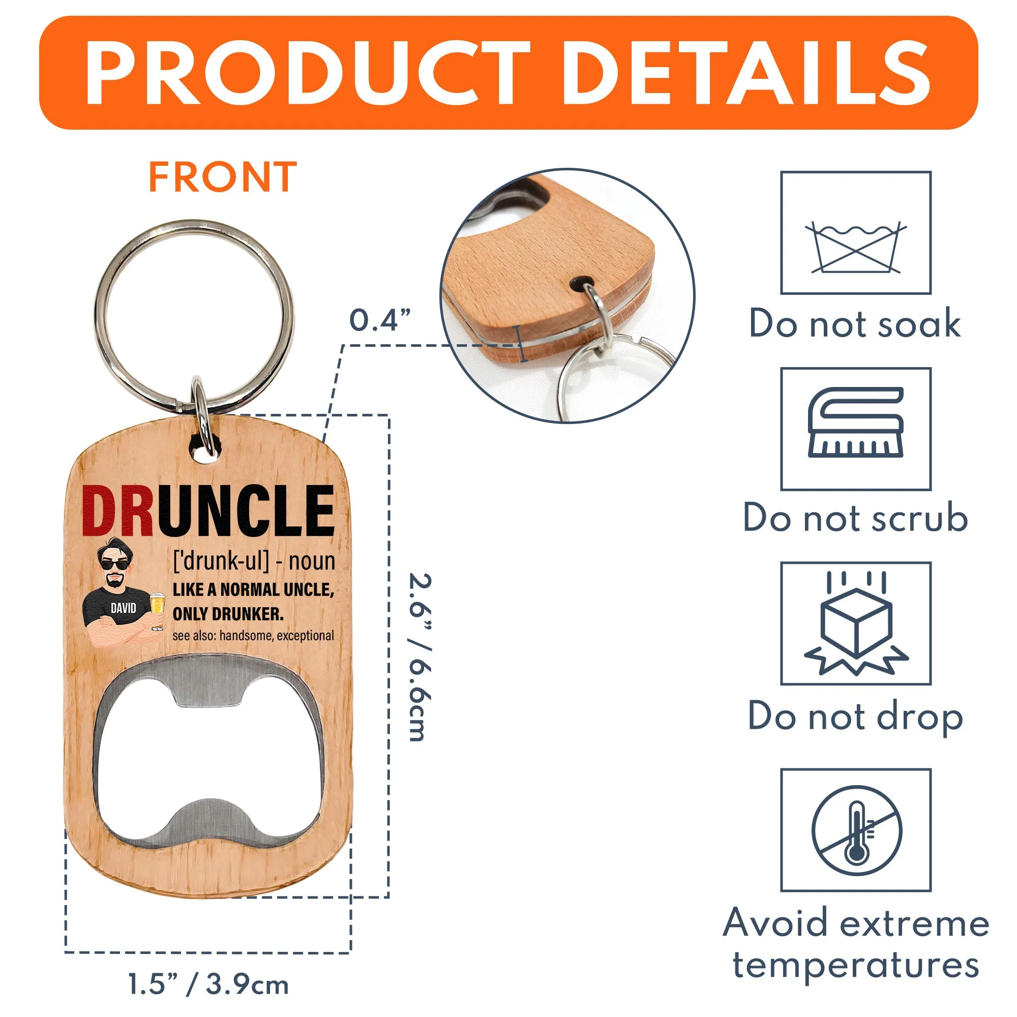 Druncle - Personalized Bottle Opener Keychain - Image 5