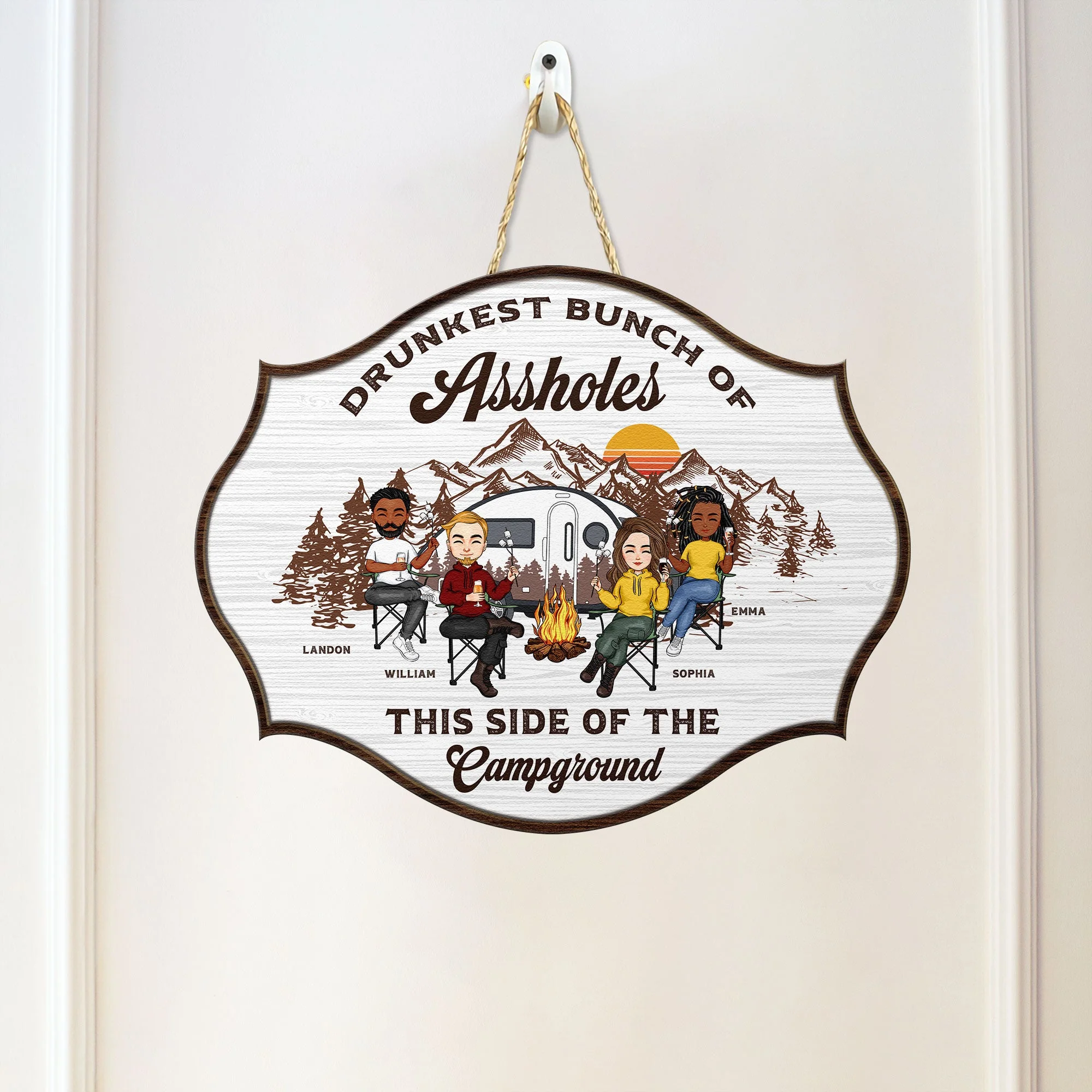 Drunkest Bunch Of Assholes - Personalized Custom Shaped Wood Sign - Image 2