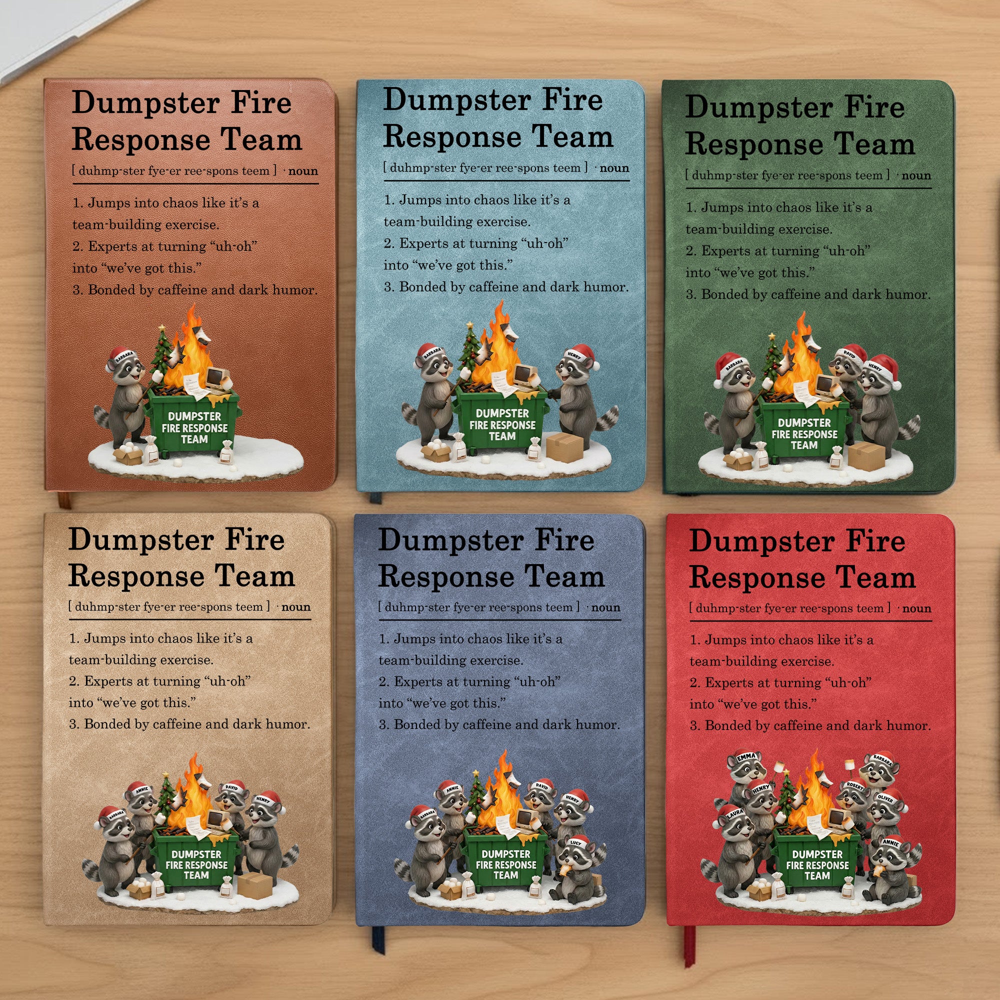 Dumpster On Fire Response Team - Funny Exchange Gift For Coworker Team - Personalized Leather Journal - Image 2