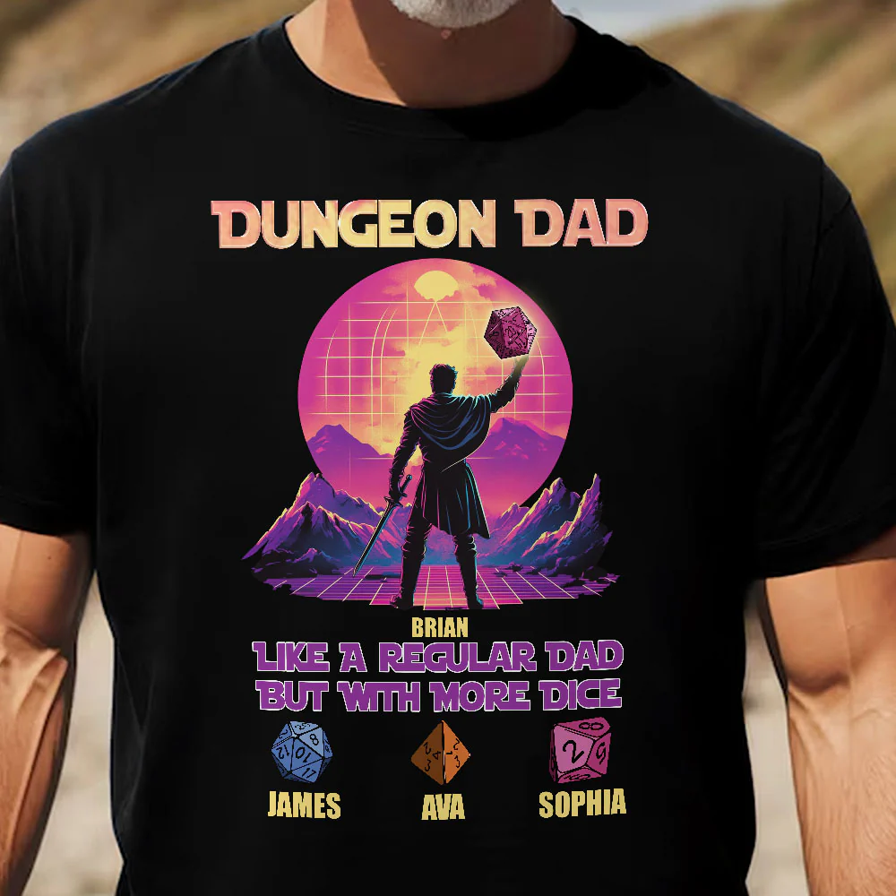 Dungeon Dad Like A Regular Dad But With More Dice - Personalized Shirt - Image 2