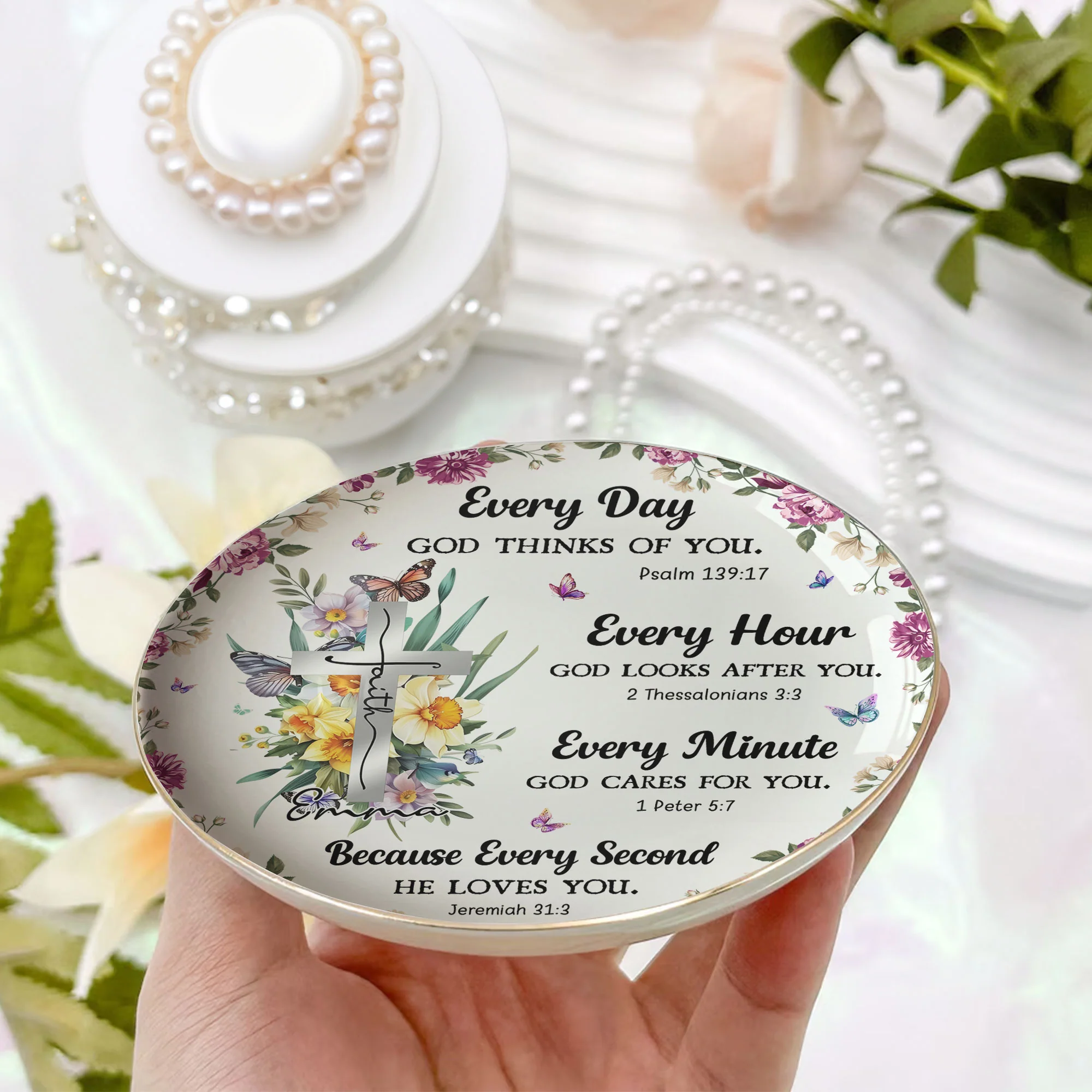 Every Day God Thinks Of You Bible Verses - Personalized Jewelry Dish - Image 2