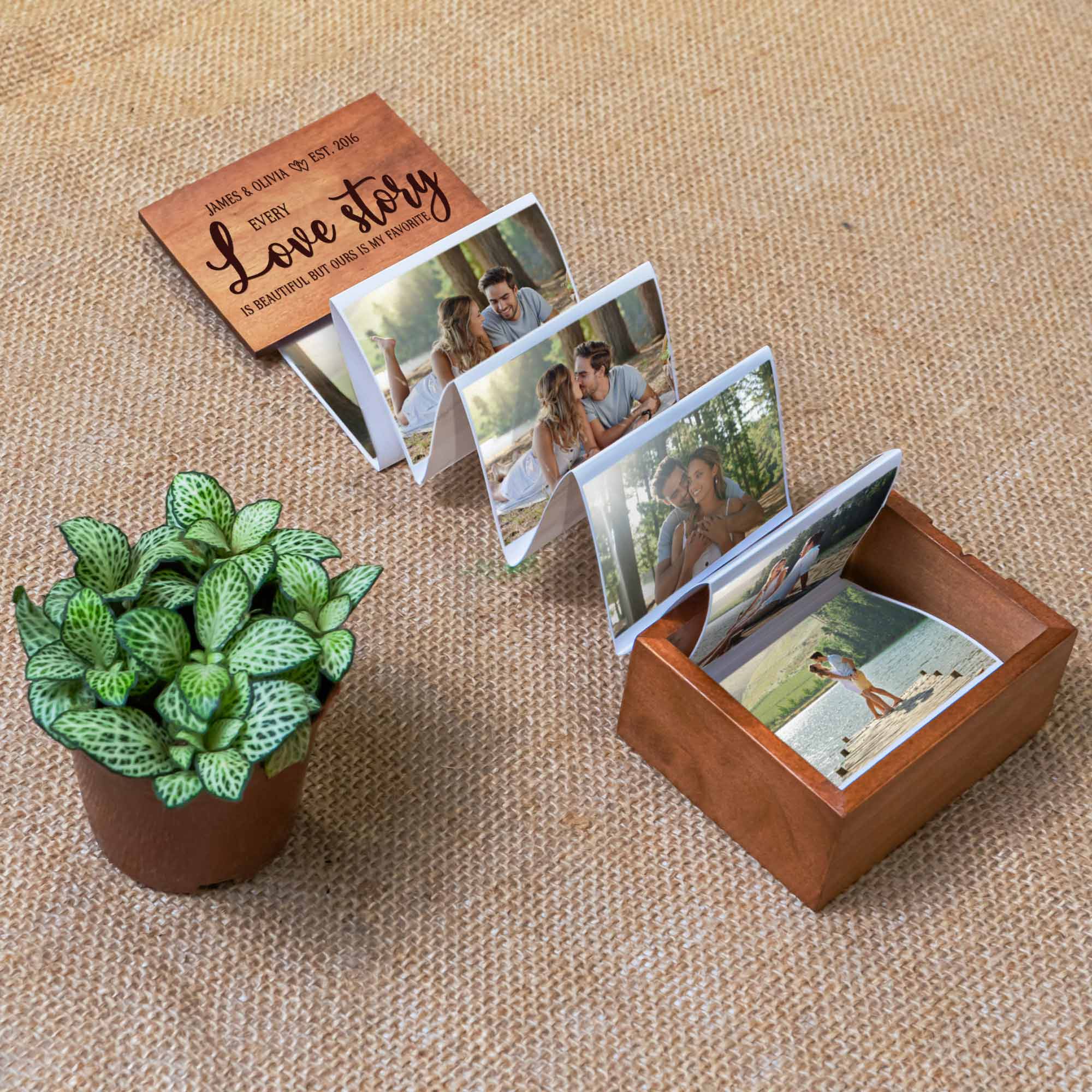 Every Love Story Is Beautiful - Personalized Wooden Photo Box - Image 2